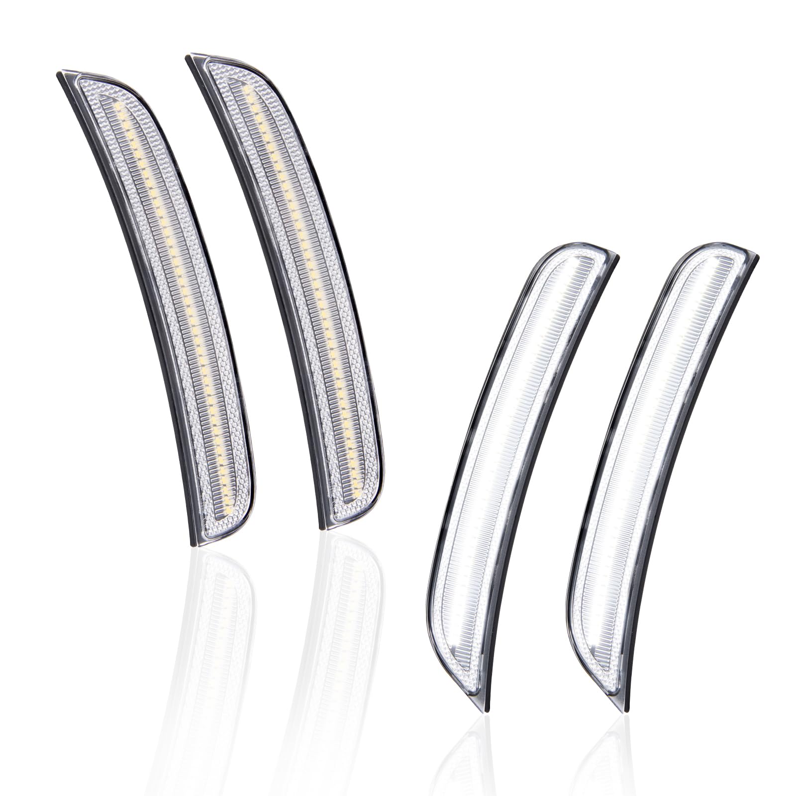 Gempro White LED Side Marker Lights Compatible with Dodge Charger LD 2015-2023 Front Rear Bumper Marker Lamps 4PCS, Clear Len