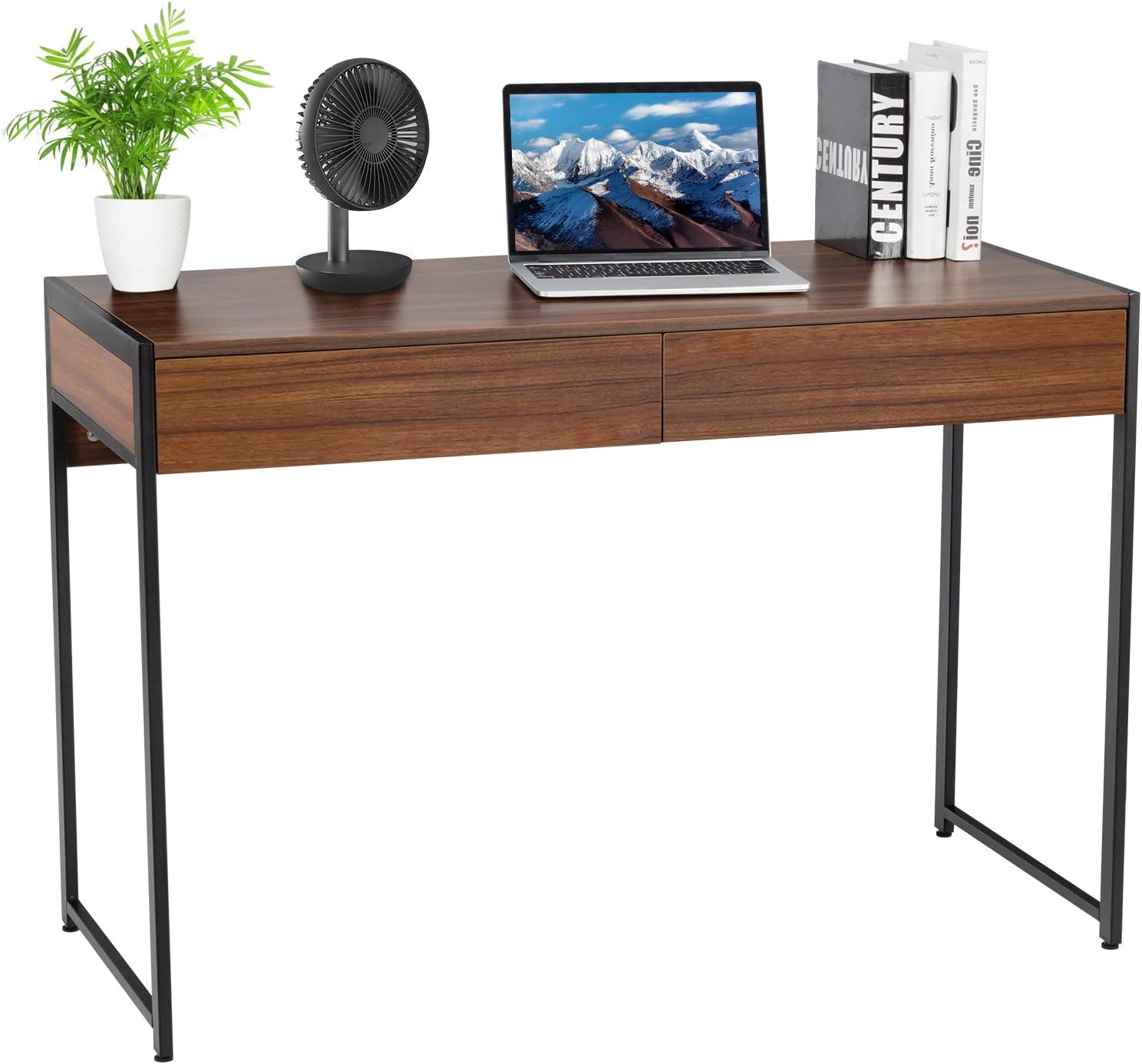 L Shaped Desk with 2 Storage Drawers, 40" Computer Desk for Home Office, Makeup Table for Bedroom (Rustic Brown)