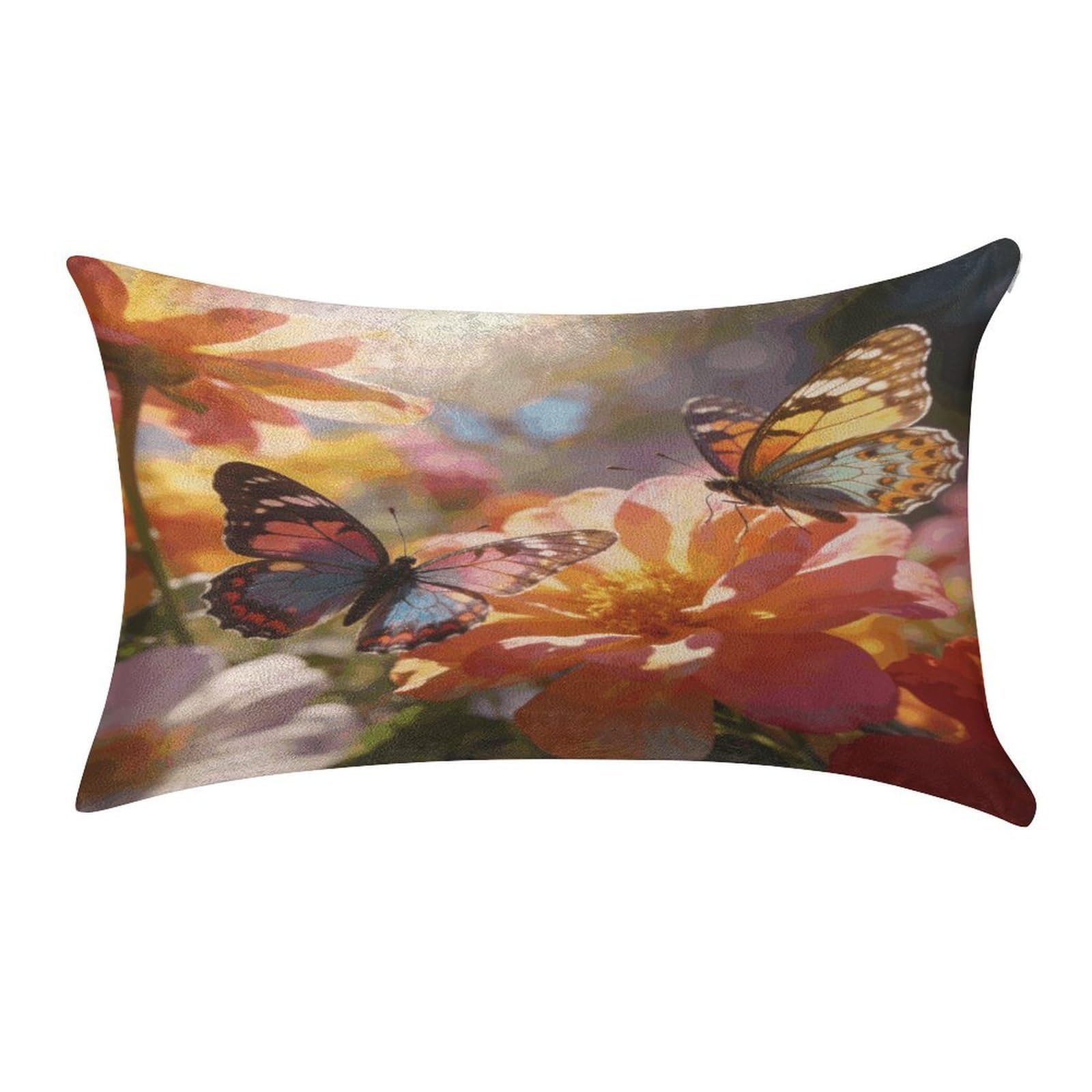 Fodpand Style Butterflies And Flowers Pillowcase,Elegant Designed Home Decor,Velvet Pillowcase,Soft And Cozy,Pillow Case Cover With Hidden Zipper For Bedroom, Sofa, Couch