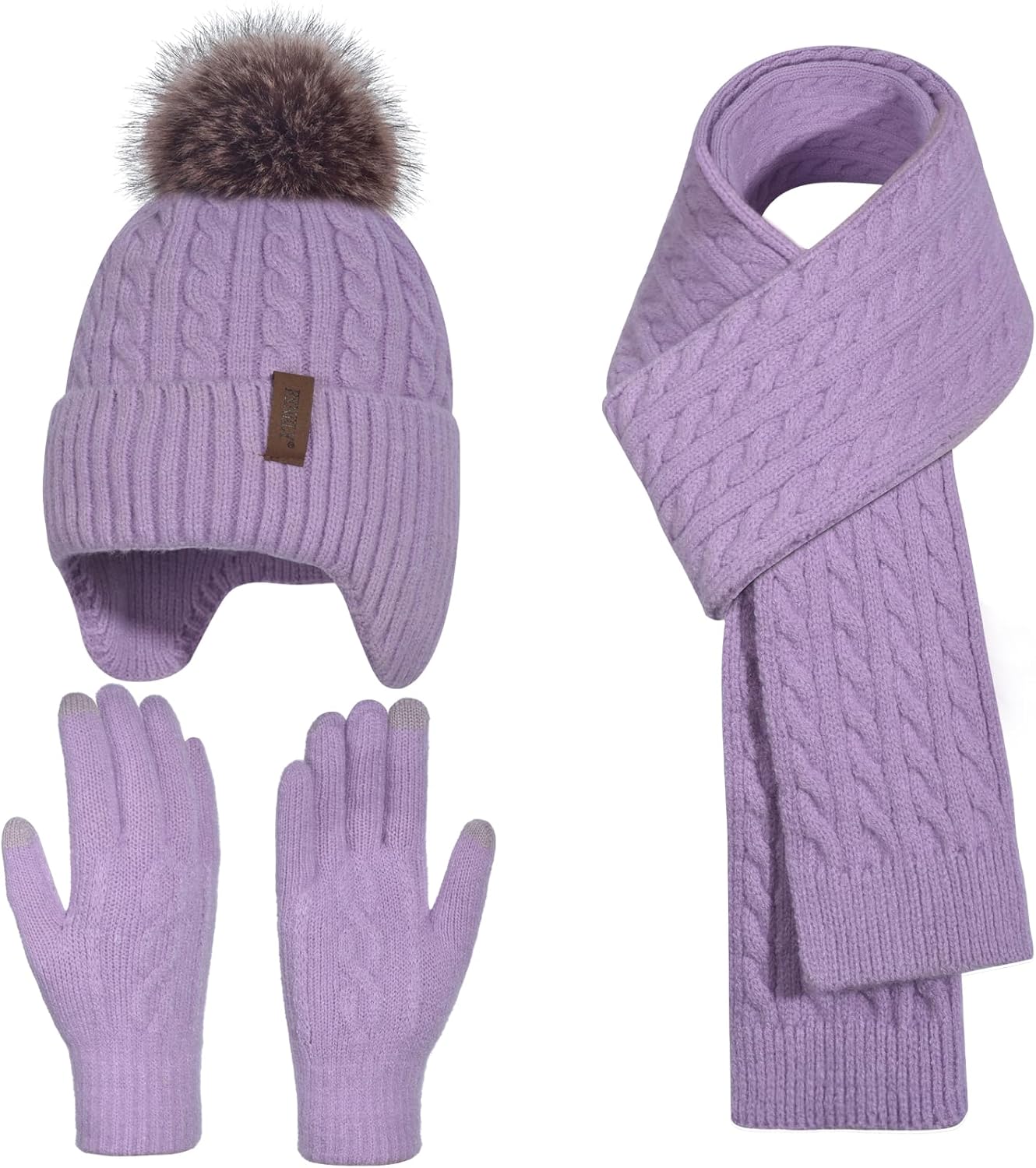 Kids Winter Hat Gloves Scarf Set for 2-14 Years Old Warm Fleece Lining