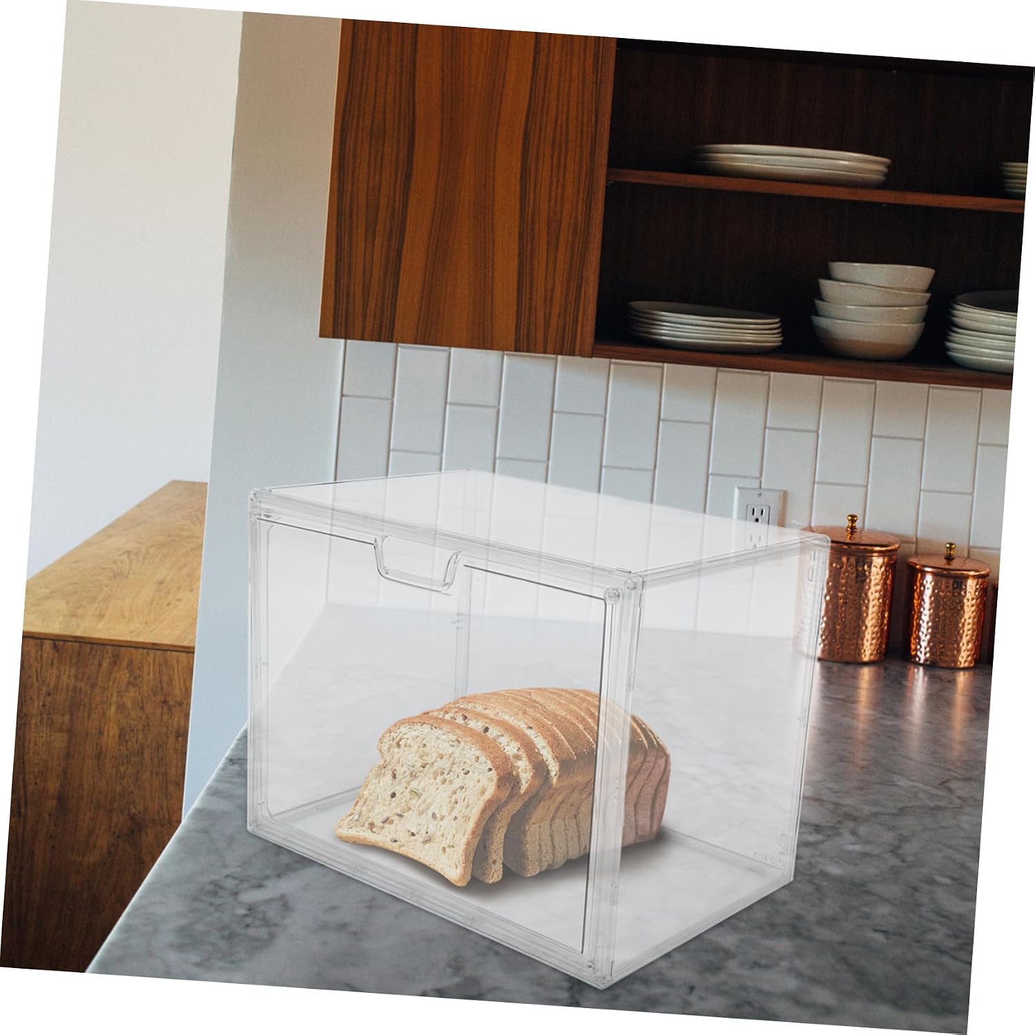 OUNONA Stackable Bread Box for Kitchen Countertop Plastic Bread Storage Container Lid Freshness Keeper for Household Use