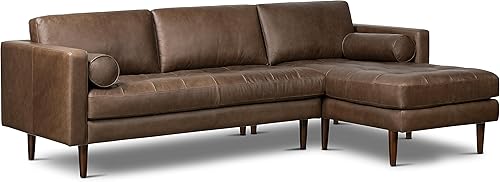 Miniatura 15 de Poly & BARK Napa - Sofá de cuero de 88.5 pulgadas, piel de anilina curtida italiana de grano completo, comodidad de plumón, marco de madera maciza