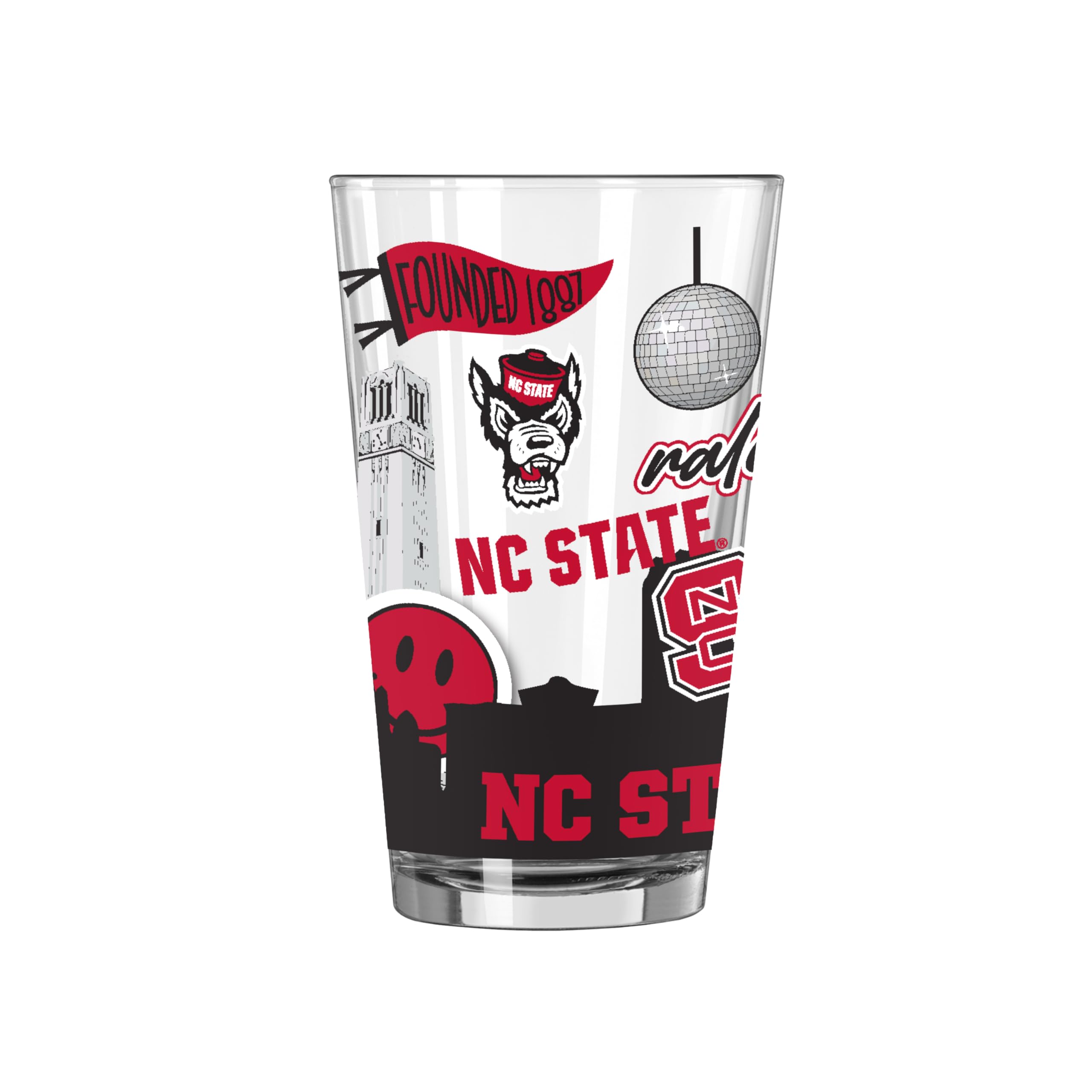 Logo Brands NCAA 16 oz Pint Glass - Durable Glass With Bold Team Color– Chip-Resistant Rim Drinkware For Fans, Tailgates, Home Bars &amp; Everyday Use
