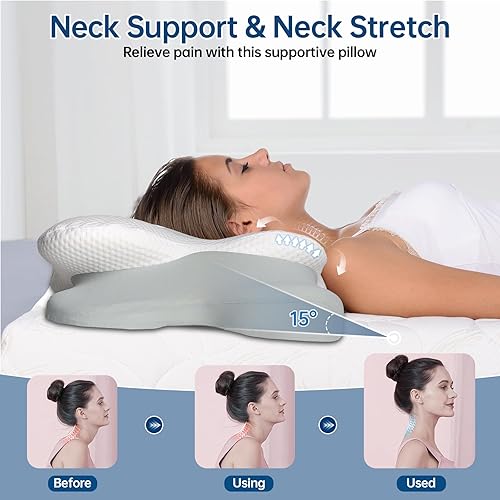 Miniatura 4 de Almohada cervical cervical para dormir, almohada ergonómica para dormir de lado para soporte de cuello, almohadas de espuma viscoelástica de alta