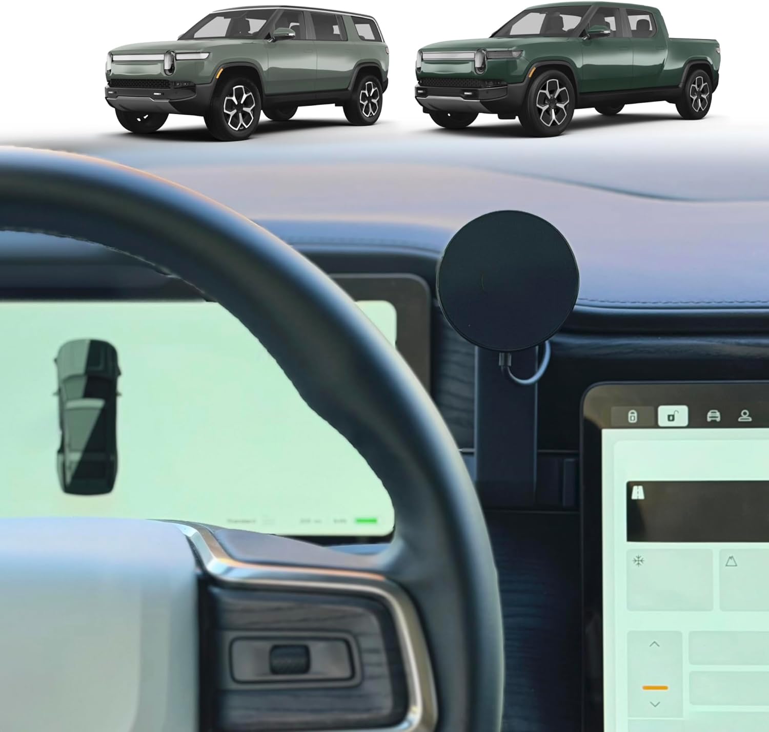 TWRAPS Dashboard Phone Holder for Rivian R1S & R1T, iPhone and Other Phone Cases, No Glue or Screws Secure Anchor Behind Screen on Dash, Accessory for Rivian 2021-2026 (Magnetic Mount)