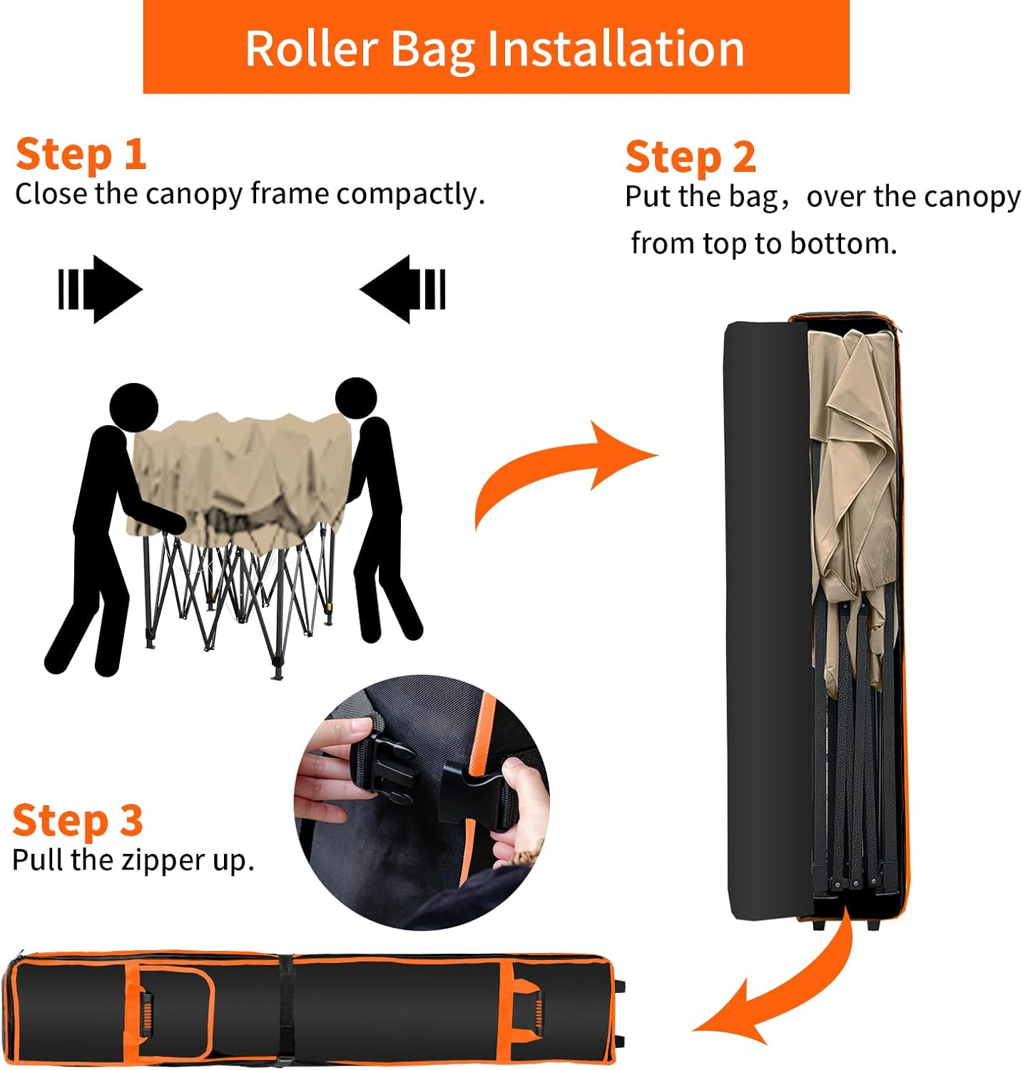 Tent Bag 10 x 10 x 63inch Canopy Bag Replacement for 10 x 10 Pop Up Canopy Tent with Roller Wheels, Handles, Portable 800D Waterproof Oxford Fabric, Durable and Waterproof