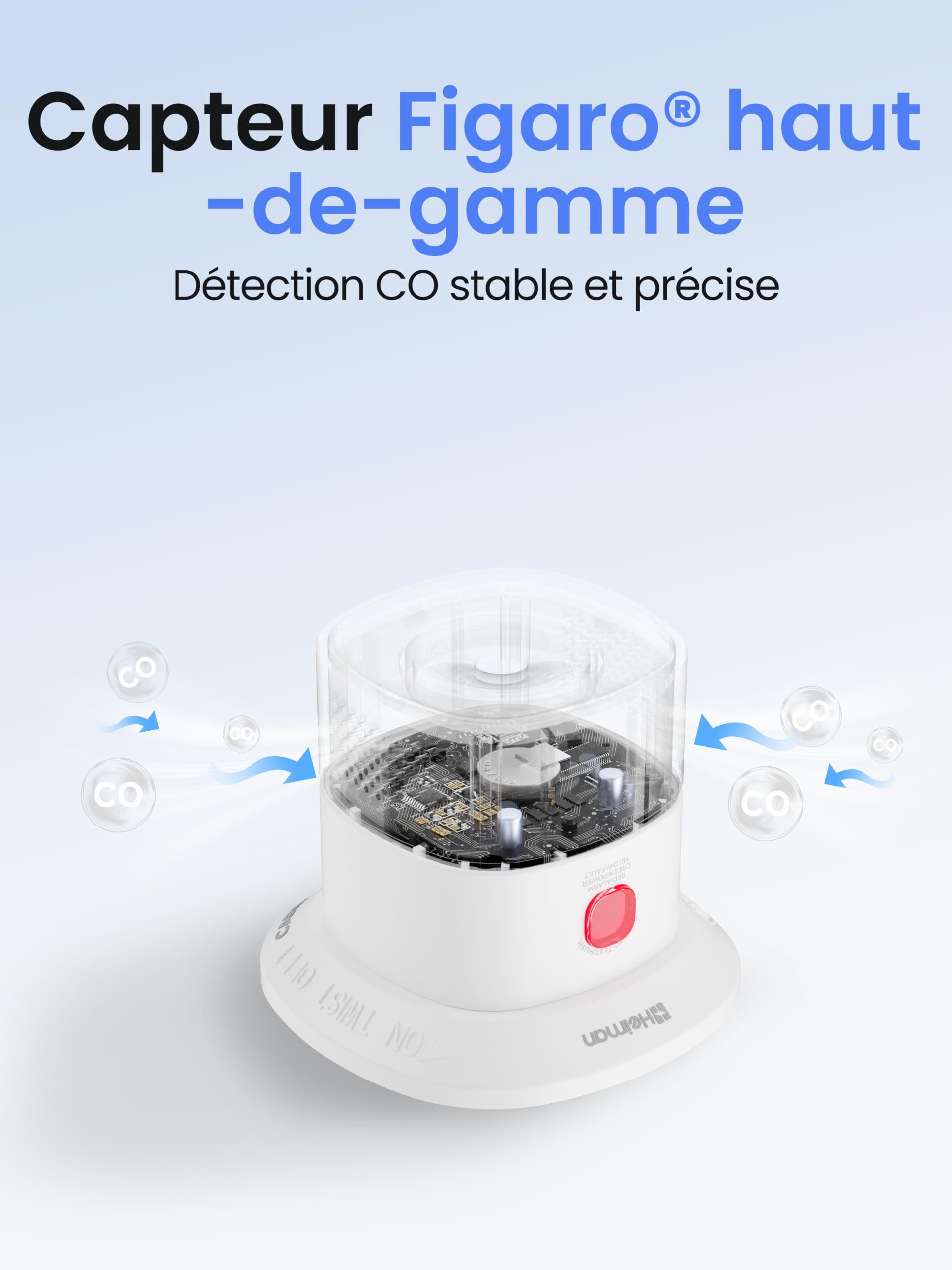 Heiman Mini Zigbee Détecteur Monoxyde Carbone Pile 7 Ans, HS1CA-E Plus