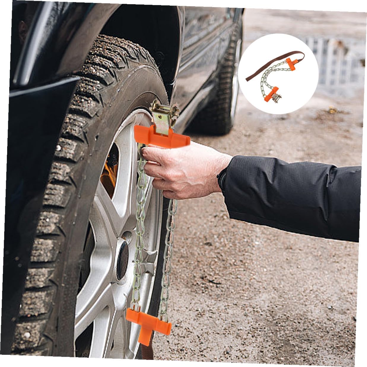 Car Tire Anti-skid Chains Set Iron Snow Chains for Winter Driving Easy Installation Fit for Small Cars and Suvs Emergency Traction for Slippery Snow and Ice Conditions