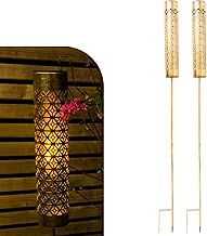 Gadgy LED Solar Torches with Moving Flame Effect – Set of 2 Metal Solar Garden Lights – Solar Lighting for Outdoor, Garden, Terrace or Balcony