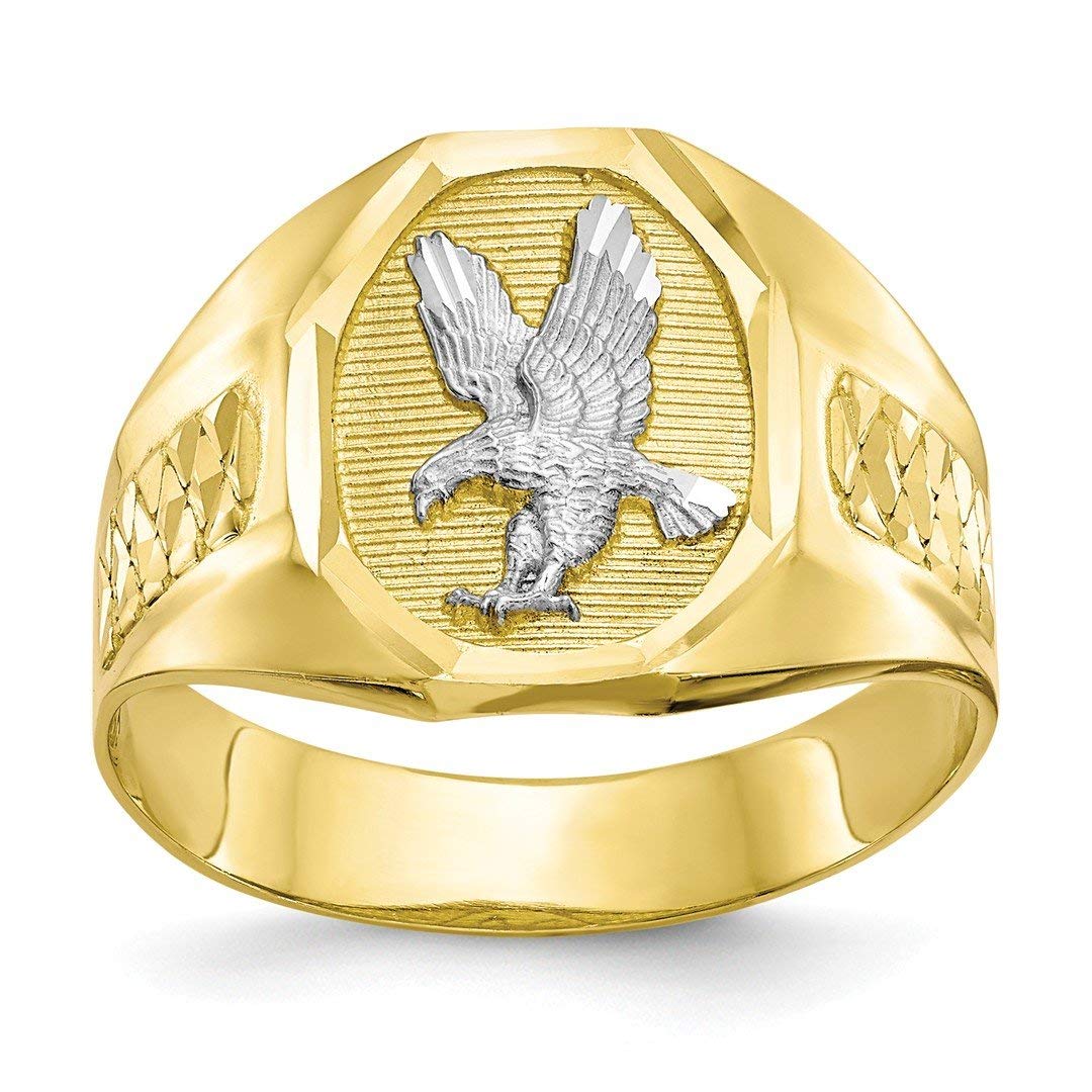 IceCarats 10K Yellow Gold Mens Eagle Ring American Hawk Bird Head Band Symbol of Strength Freedom Size 10
