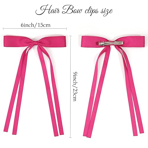 Miniatura 4 de Ayesha Lazos para el pelo, 3 colores, lazo de cinta para mujer, pinzas para el pelo de coqueta rosa, pinzas para el cabello pasadores con lazo para