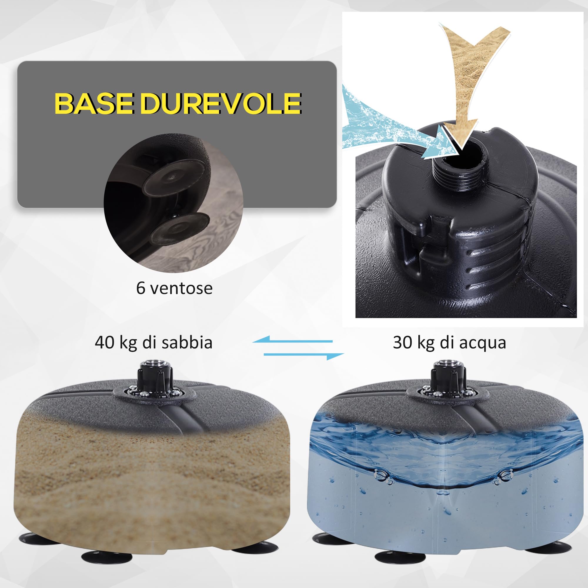HOMCOM Punching Ball da Terra, Sacco da Boxe da Terra con Base Riempibile, Ventose e Guantoni, Altezza Regolabile 4 Livelli da 136-154 cm, Speed Bag per Home Gym Casa e Palestra