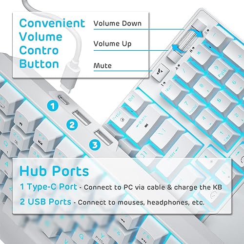 Miniatura 5 de RK ROYAL KLUDGE RK96 - Teclado mecánico intercambiable en caliente con 90 de modo triple BT5024GUSB-C con reposamanos magnético teclado inalámbrico