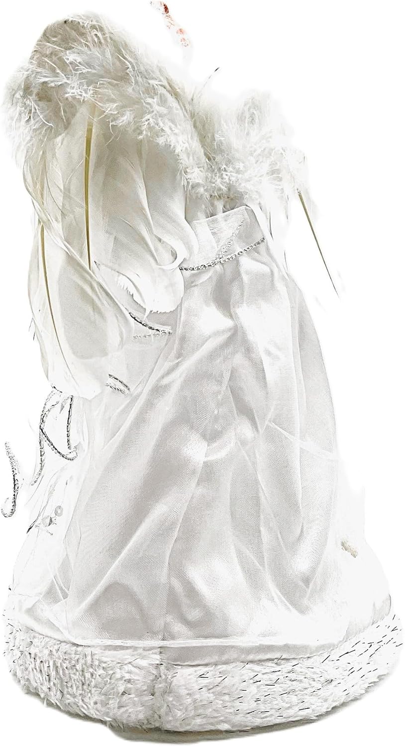 Vickerman Ice Palace Lighted White and Silver Angel Christmas Tree Topper with Clear Lights, 12" - Image 5