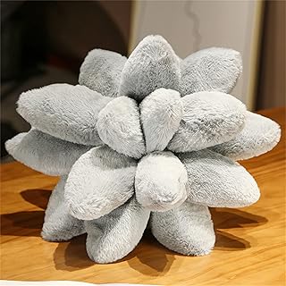3D Succulents Cactus Pillow,Cute Pillows for Bedroom Aesthetic,10 Inch Lifelike Plush Stuffed Toys Soft Doll Creative Potted Flowers Pillow Chair Cushion Gift for Girls Kids (10 inches, Gray)