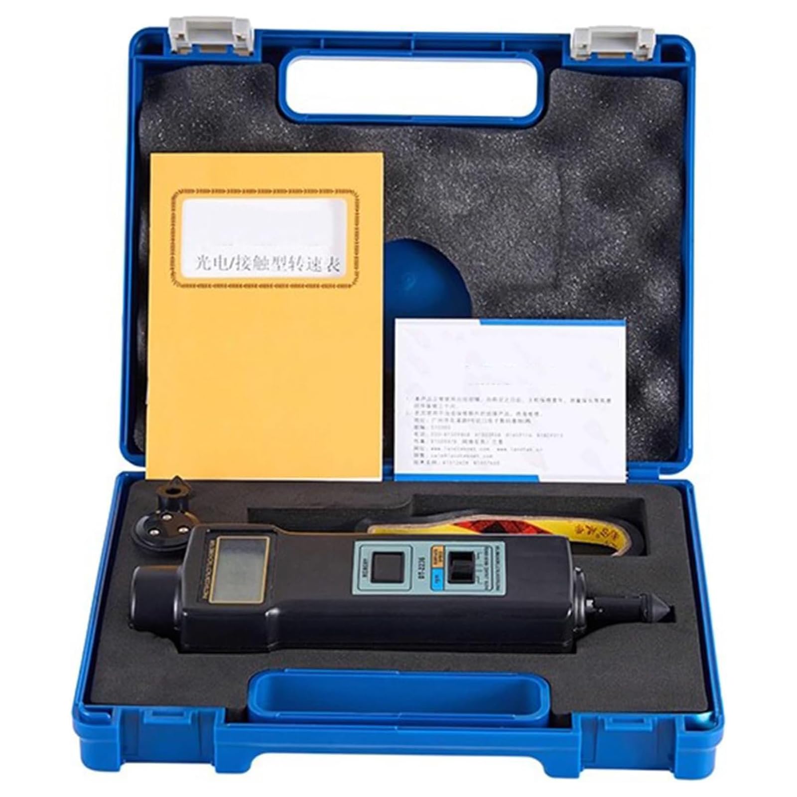 Digitales Kontakt-drehzahlmessgerät, Hand-drehzahlmesser Mit Kontakt- Und Fotosensor (2,5–99.999 U/min), Lineare Geschwindigkeitsmessung (m/min, Ft/min), Mit 4 Messspitzen, LCD-Display, Für