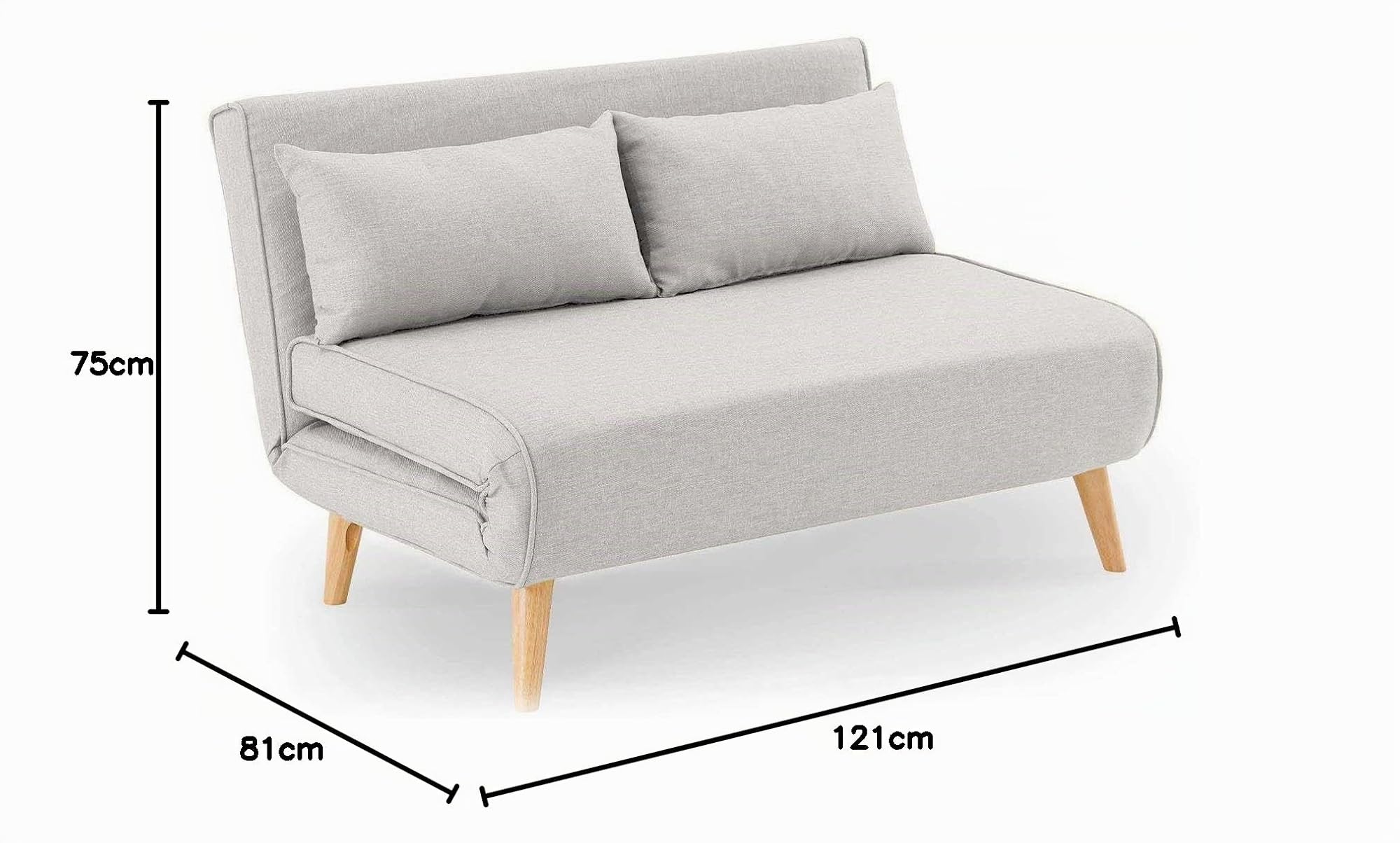DecoInParis Canapé clic clac 2 Places en Tissu Beige Tonka