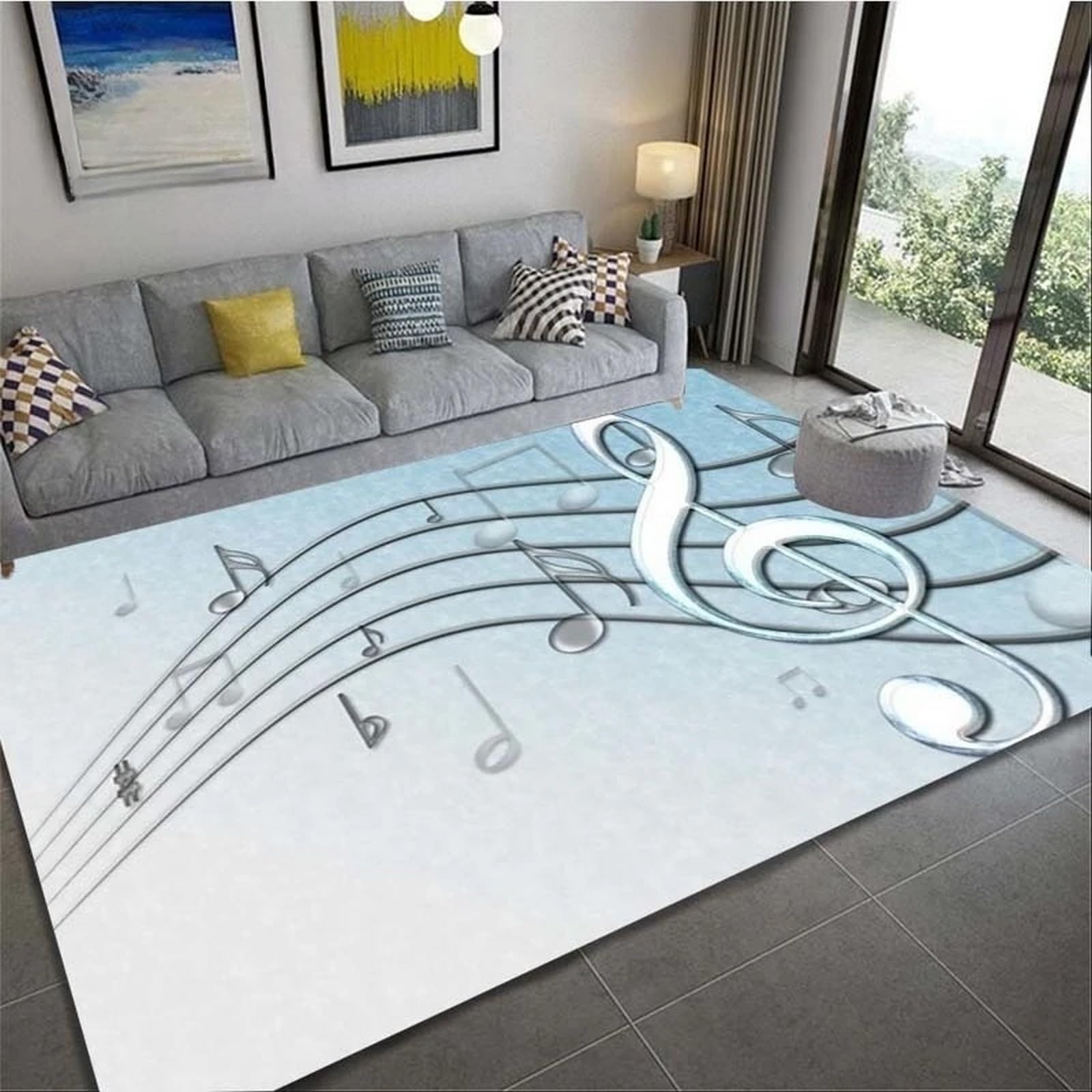Tapis de salle de jeux doux notes de musique 140x200 lavable