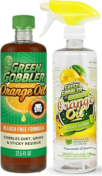Green Gobbler Cold-Pressed Concentrated Orange Oil for Multi-Purpose Cleaning at Home, Outdoors, 32 oz, Spray Bottle Included
