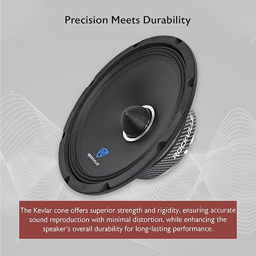 Miniatura 7 de Rockville RXM108 10" 600 vatios 8 ohmios SPL altavoz de bajo medio de rango medio para automóvil con bala