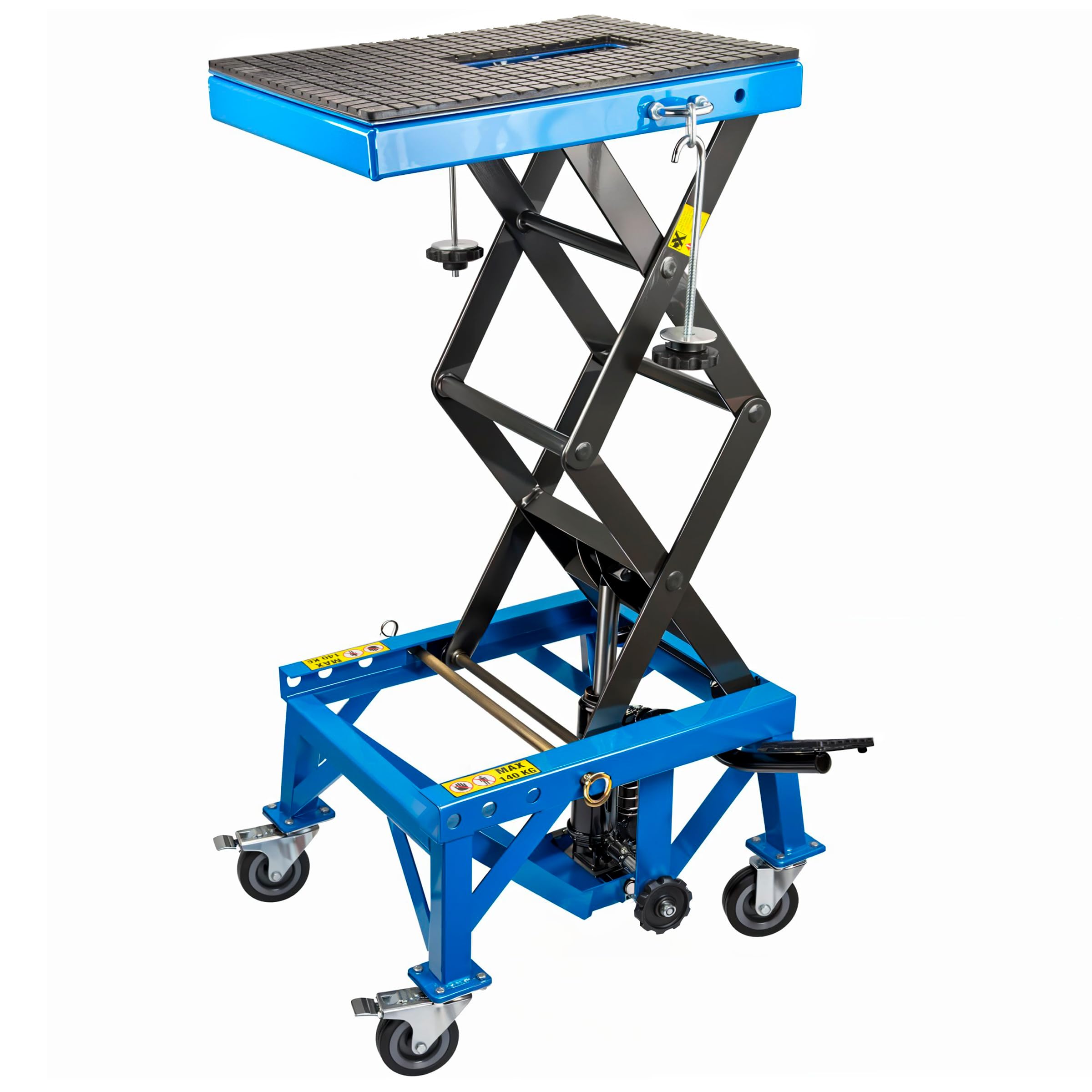 STIX Sollevatore idraulico per moto, 140 kg, con ruote SRM-01, altezza regolabile da 350 a 870 mm, per moto, quad, ATV, tavolo di sollevamento mobile