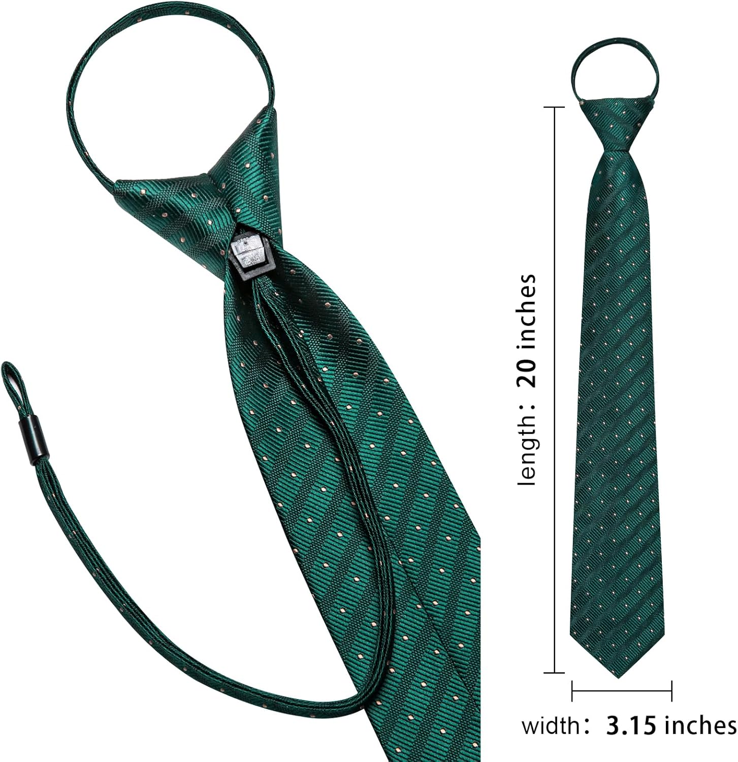 Hi-Tie Zipper Ties for Men Pre-Tied Tie Set Silk Paisley Adjustable Necktie and Pocket Square Set for Wedding - Image 5