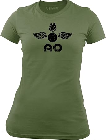 USAMM Womens Officially Licensed Navy Aviation Ordnanceman AO Rating Badge T-Shirt