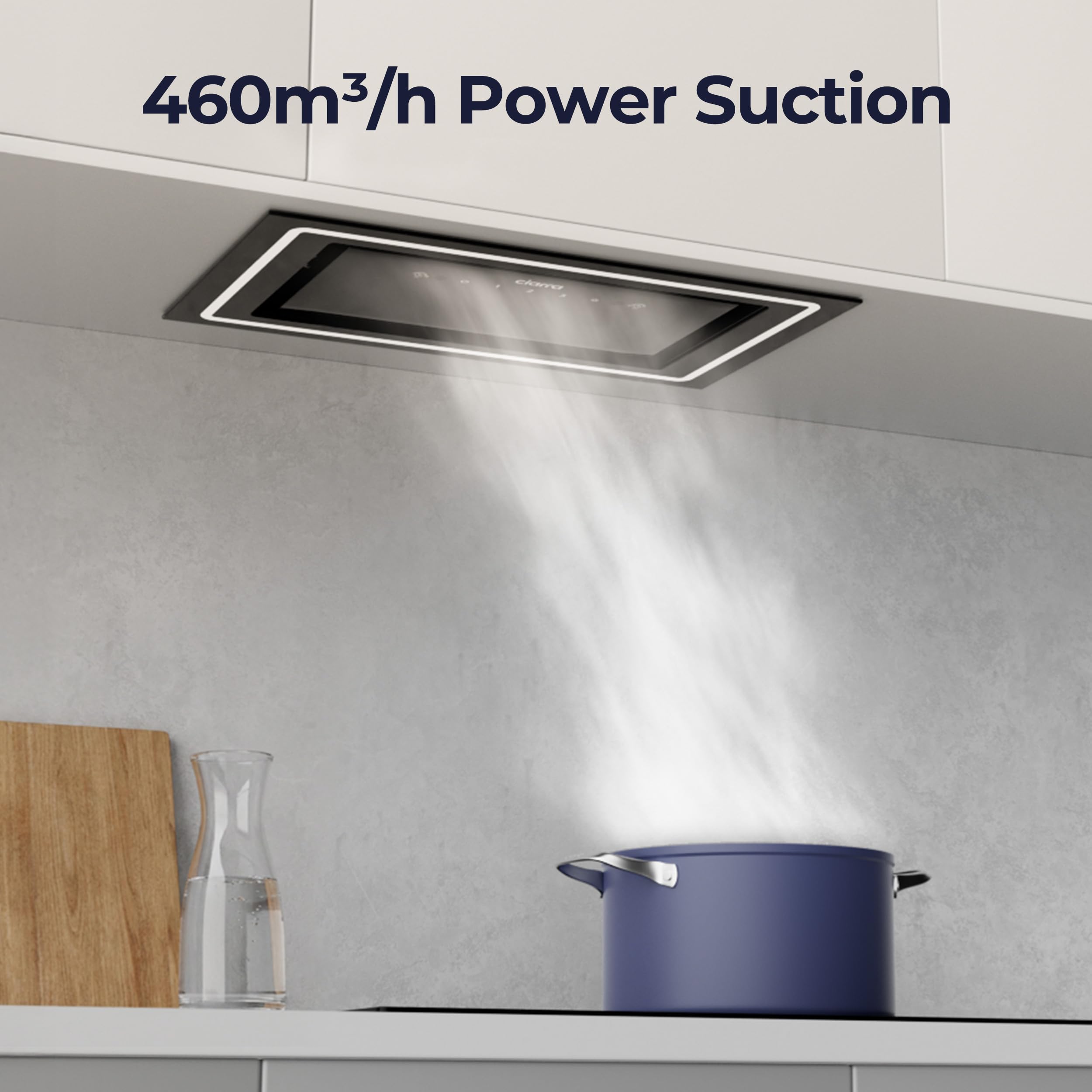 CIARRA 52cm Integrated Cooker Hood, Built-in Kitchen Extractor Fan with Wave Control, LED Light, Carbon Filter, Recirculation & Ducting Options, Slim Undercabinet Kitchen Hood - CBCB5931C — view 8