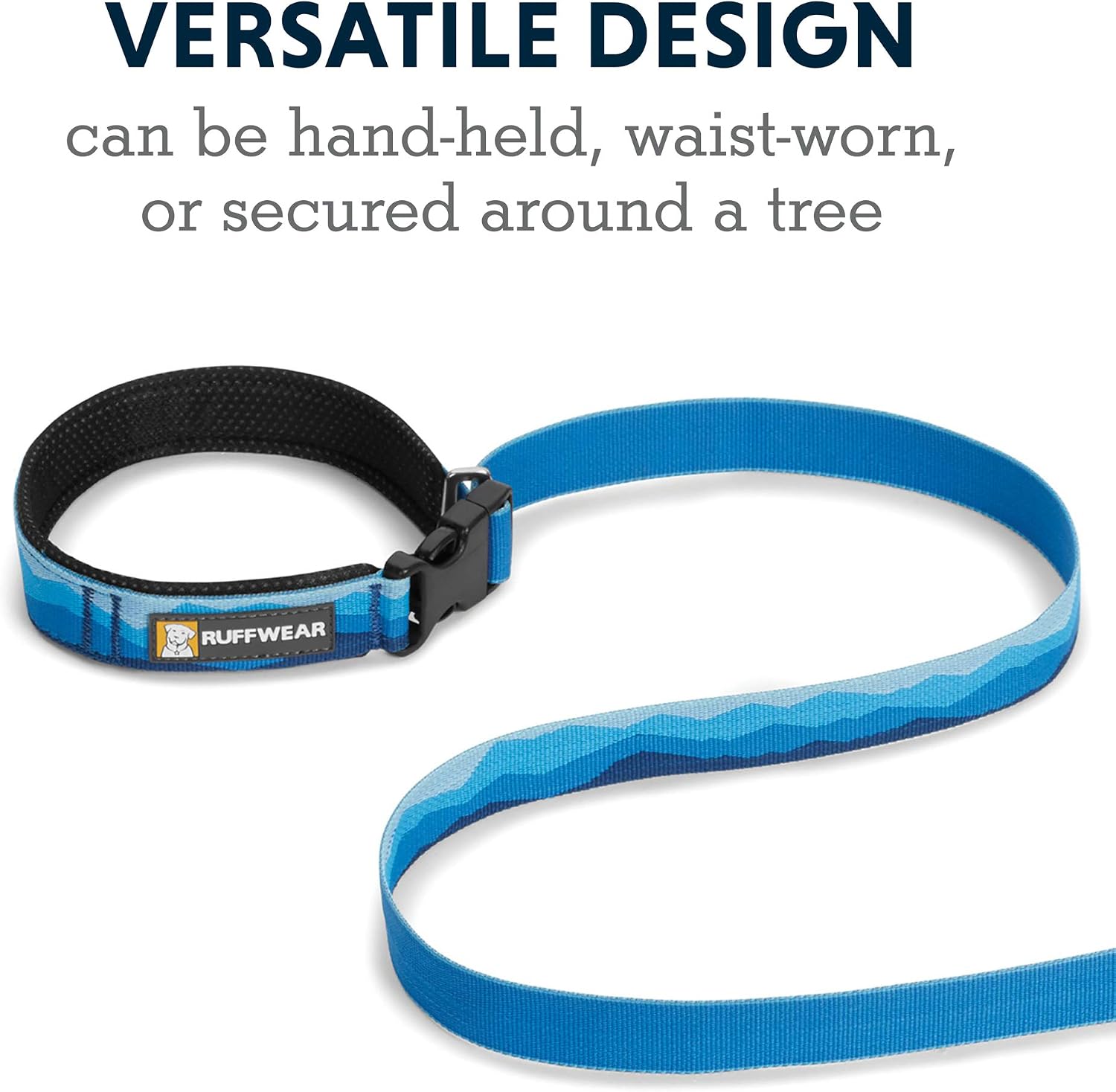 RUFFWEAR, Flat Out Dog Leash, Adjustable Lead with Padded Handle, Blue Mountains