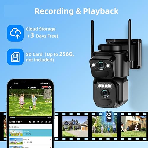 Miniatura 9 de Cámaras de seguridad solar 4K inalámbricas para exteriores, 2.4 GHz, WiFi de 360  con pilas, cámaras PTZ para seguridad en el hogar con visión