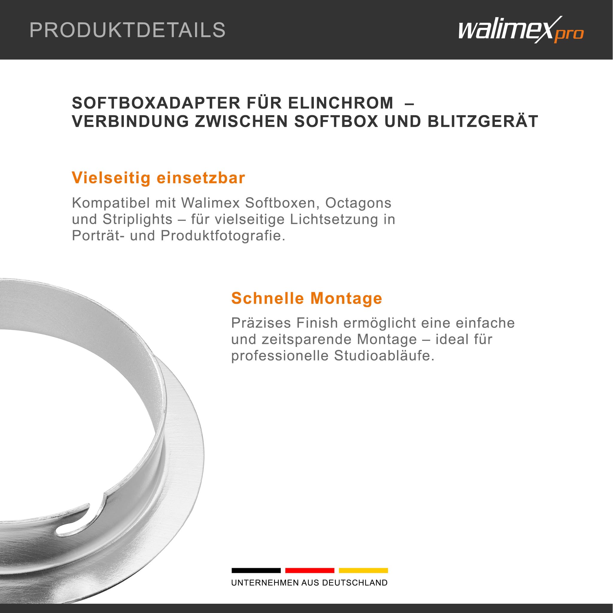 Walimex 12713 - Adaptador de softbox para Elinchrom (diámetro Exterior de 15.2 cm)