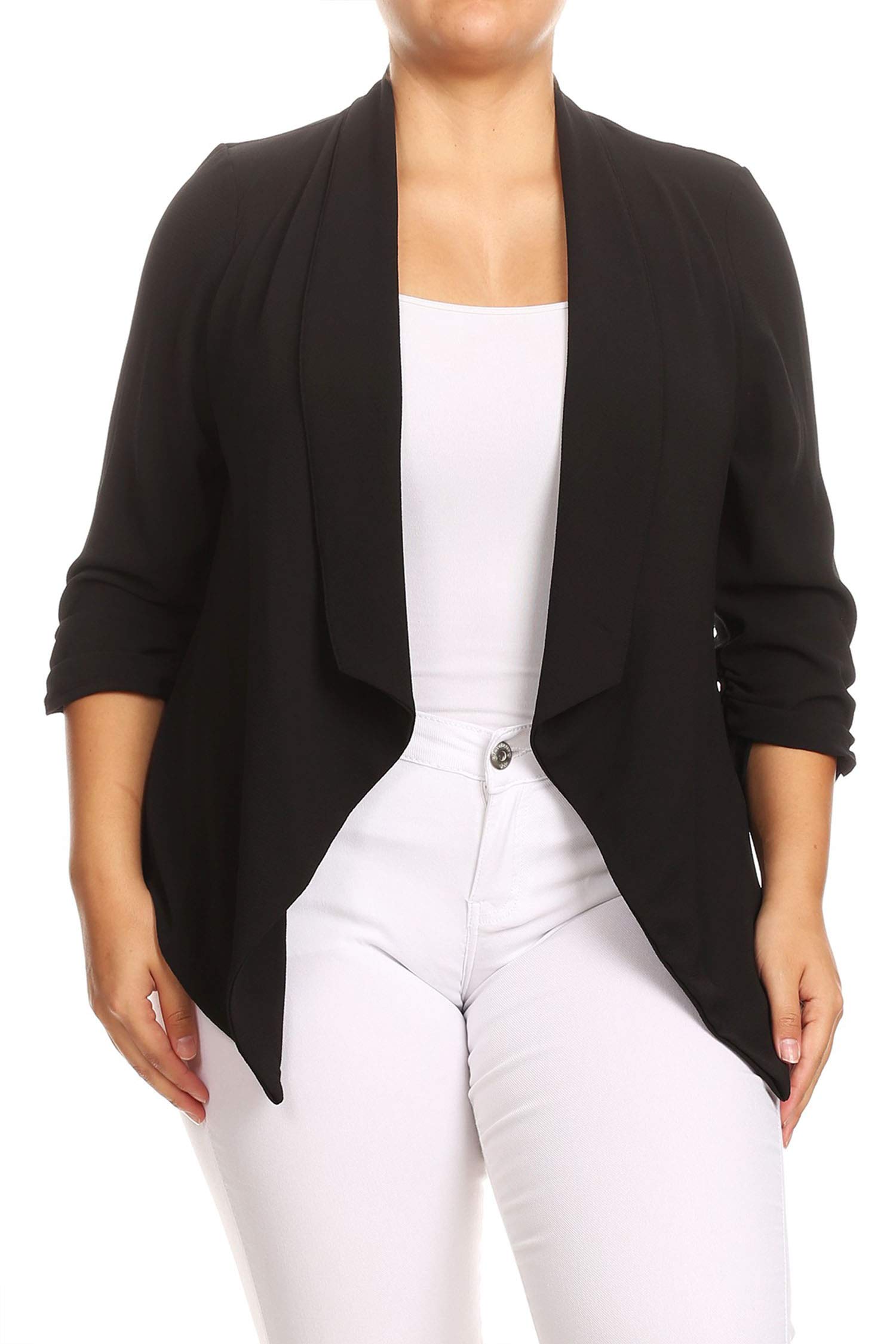 Womens Womens Lightweight Classic Draped Open Front Blazer with Plus Size