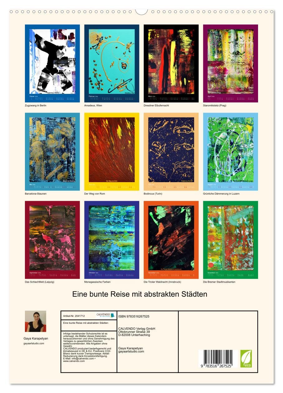 Eine bunte Reise mit abstrakten Städten (hochwertiger Premium Wandkalender 2026 DIN A2 hoch), Kunstdruck in Hochglanz: Die abstrakte Kunst von Gaya ... fühlen, um wieder zu lieben (CALVENDO Orte)