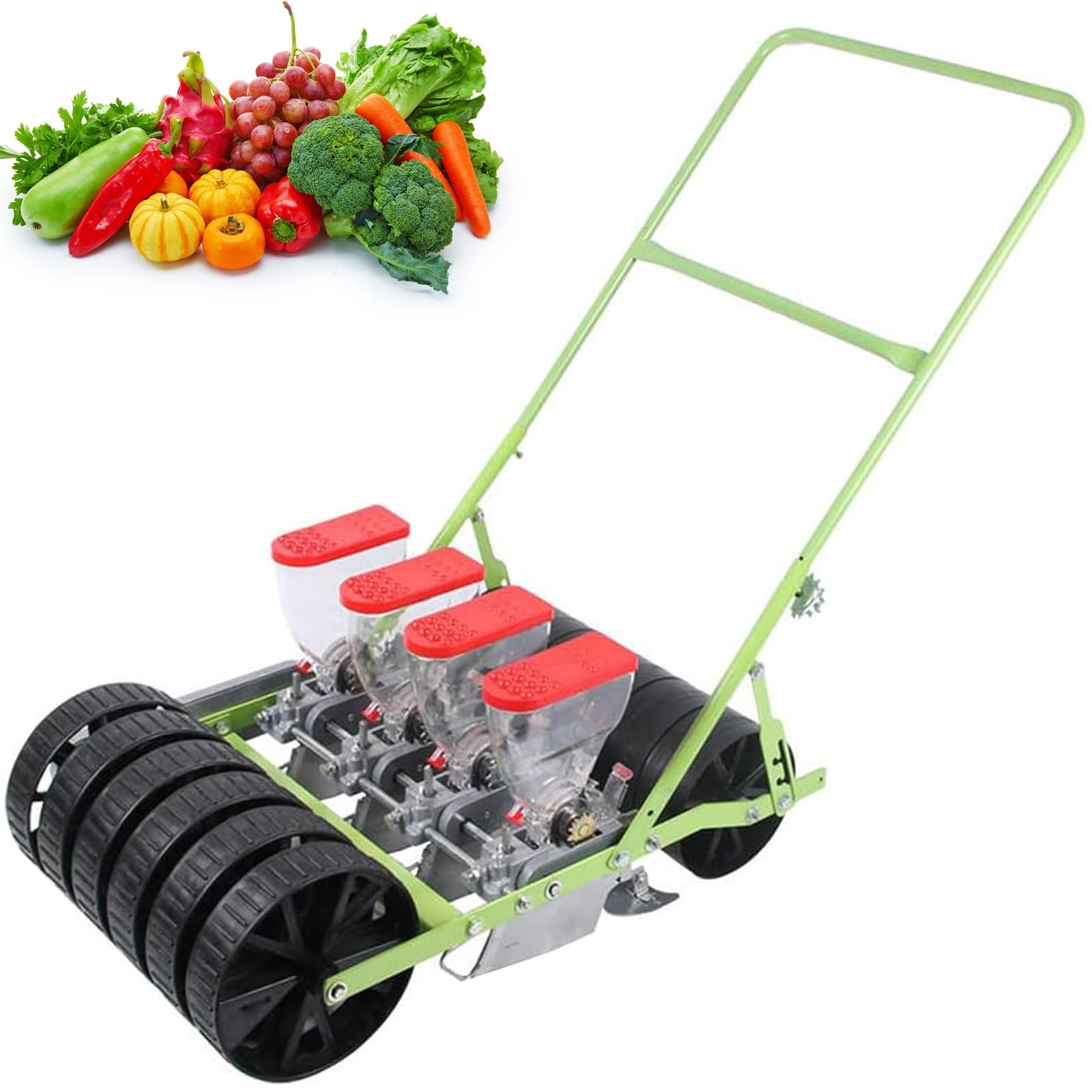 Sembradora de Jardín, Sembradora de jardín manual ajustable de 1 a 4 hileras, varios tamaños(4 Row Seeder)