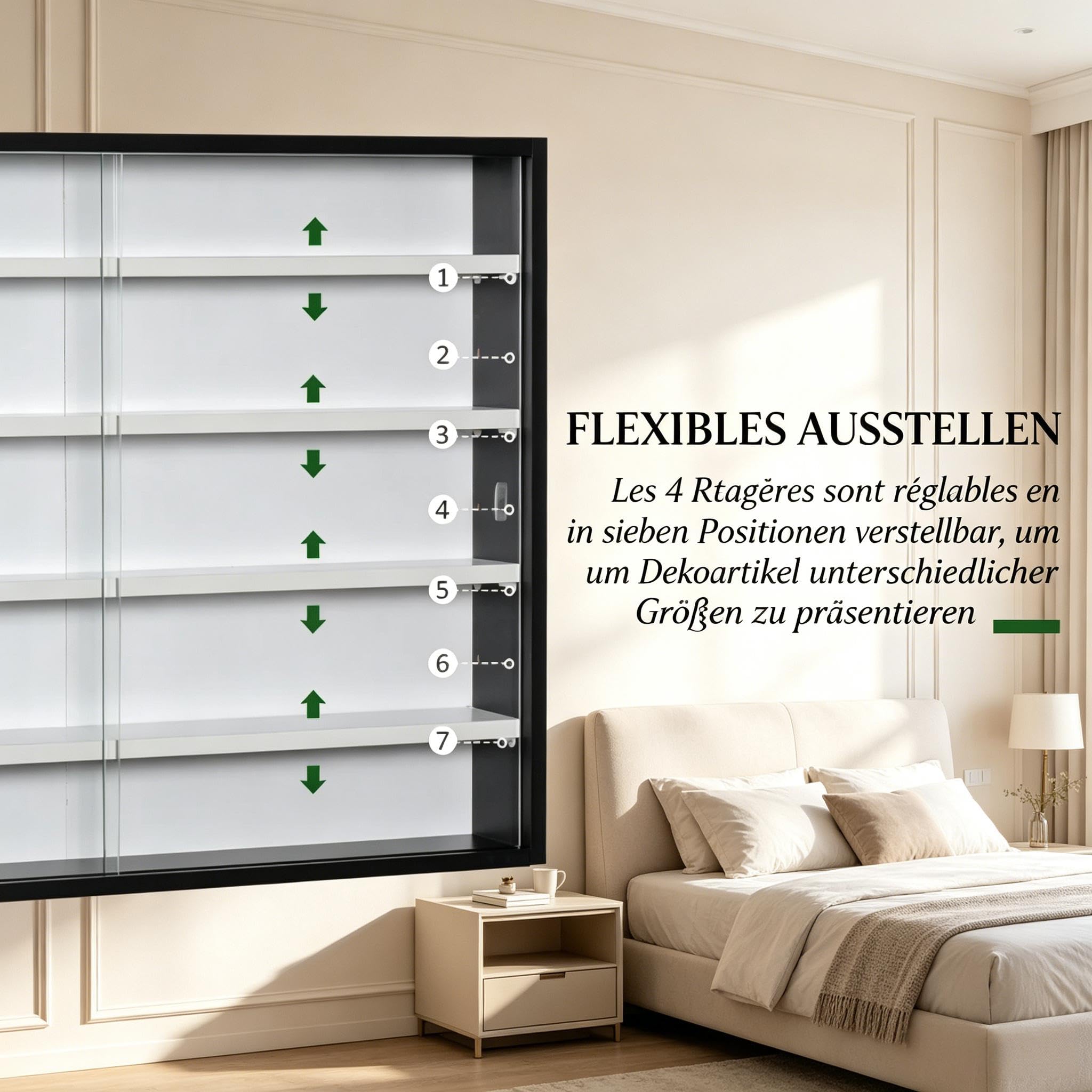 Wandvitrine Glasvitrine hängend Schiebetüren Schaukasten verstellbar