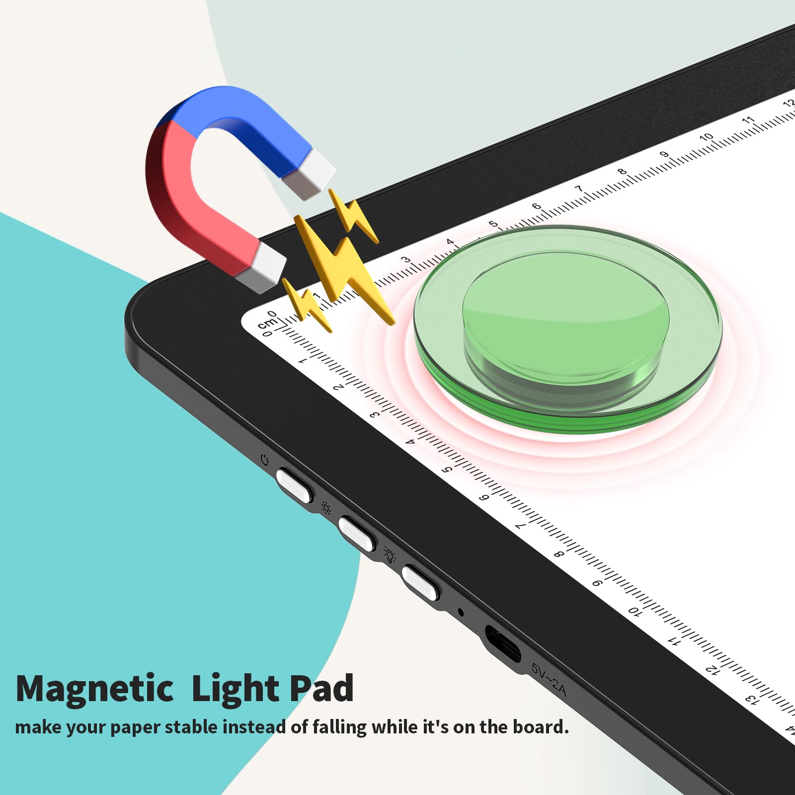 Elice Wiederaufladbares A4-Lichtpad für Diamantmalerei, magnetische LED-Lichttafel mit physischer Taste, superhelles Diamantkunst-Lichtpad, ultradünne Leuchtbox zum Nachzeichnen, Jäten von Vinyl,
