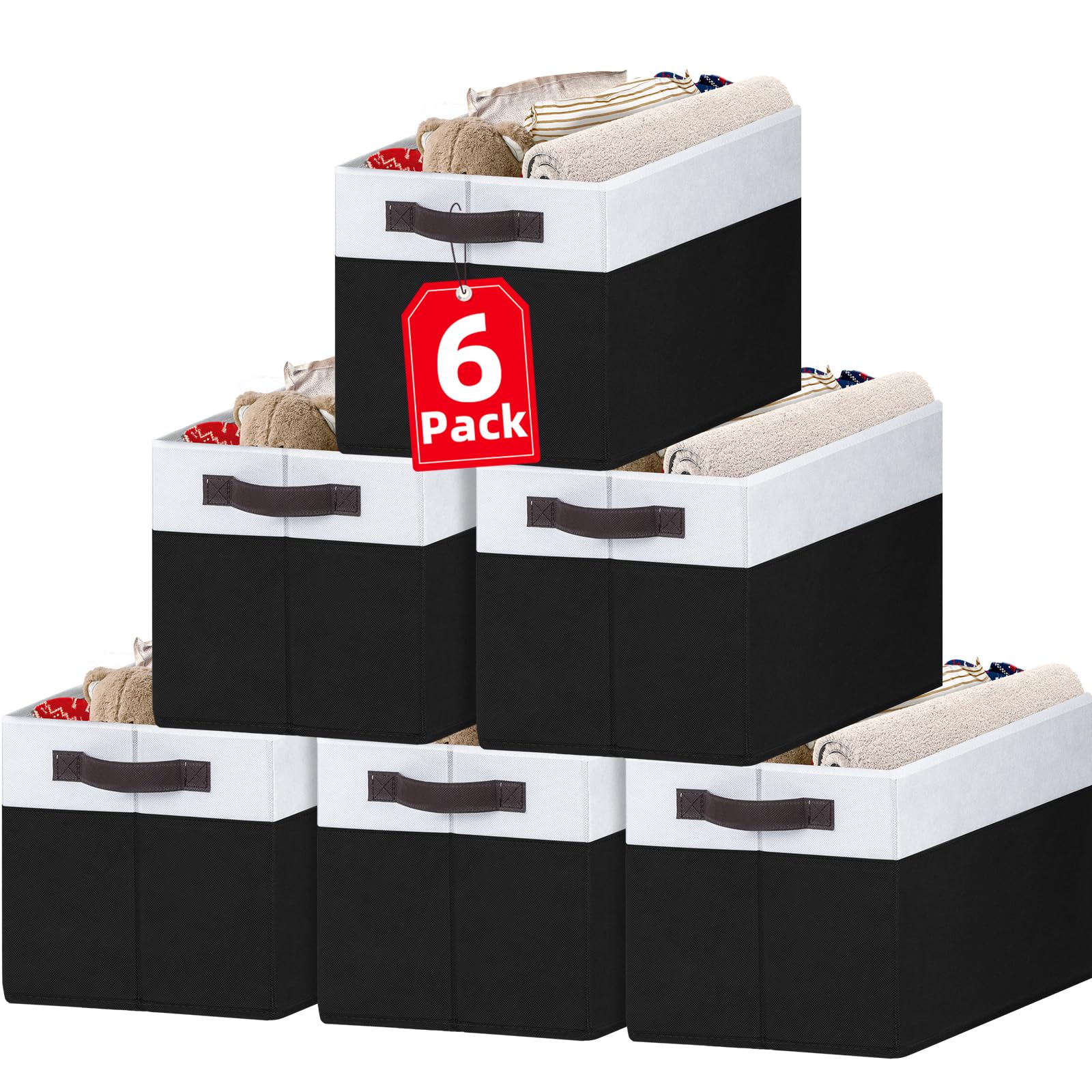 Criusia6 Pack Closet Organizers and Storage Bins, Cute Dorm Room Essentials for Clothes Beddings Bags, Under Bed Storage Containers, Apartment Essentials Baskets for Organizing (14L*10W*9.5H)