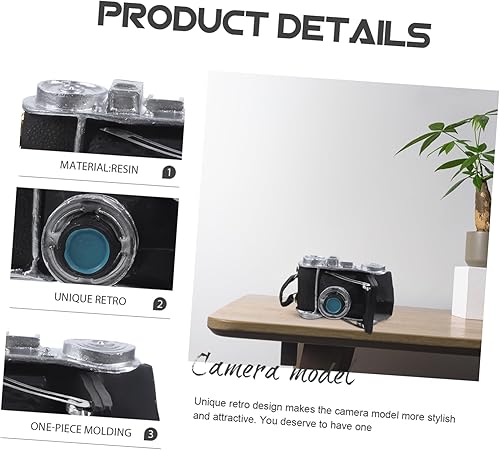Miniatura 4 de Figura de resina para cámara retro para decoración de escritorio de cumpleaños