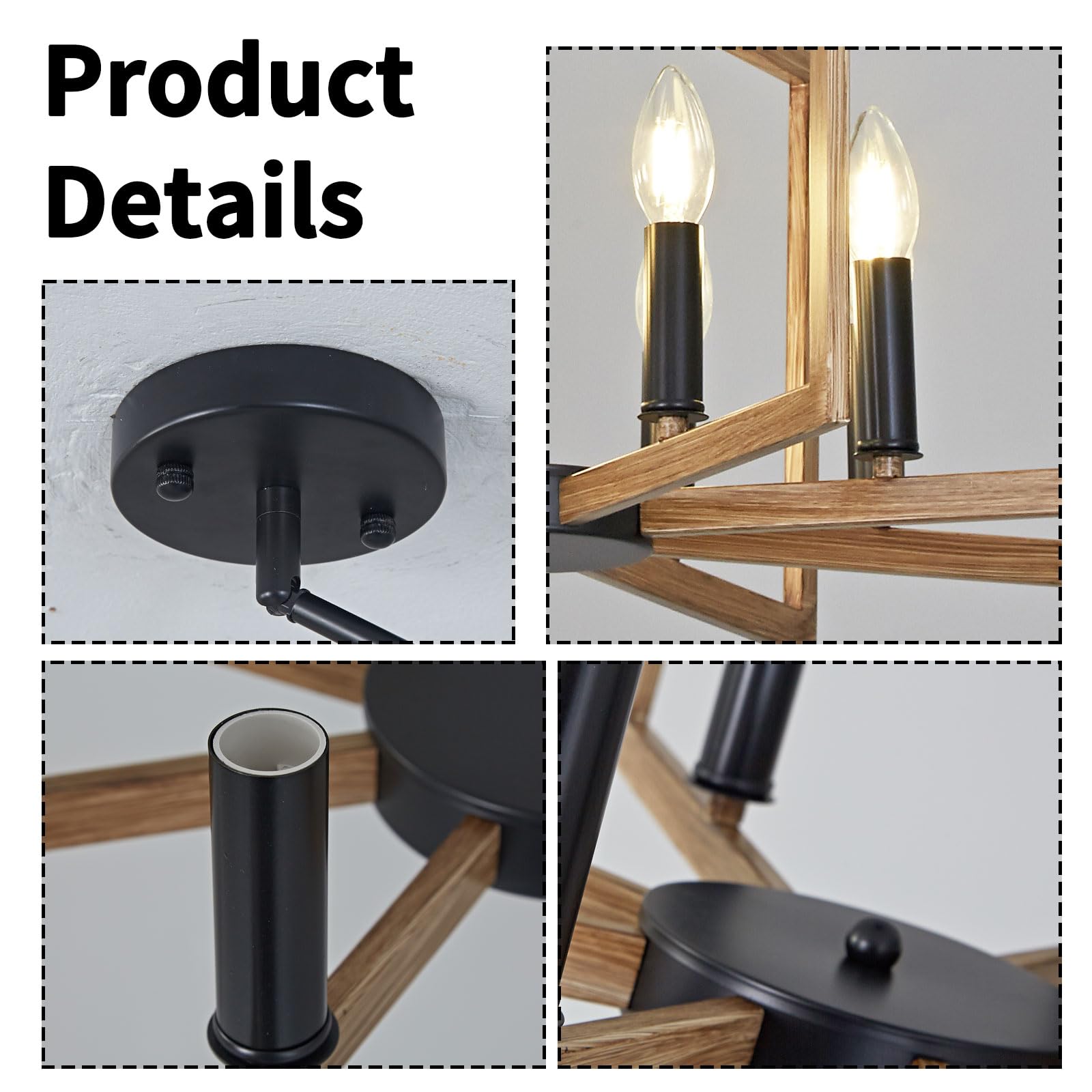Industrial Lampadario,E14 Farmhouse Lampada A Sospensione,Lampadari Da Cucina Per Soggiorno Cucina Corridoio Camera Da Letto,Regolazione Dell'Altezza (Texture di legno,8 luci)