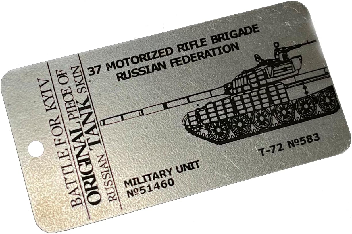 Metal Keychain - Piece of Russian Tank Made in Ukraine