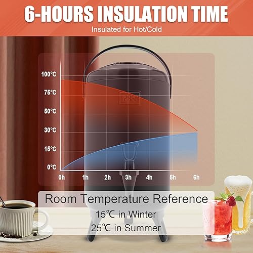 Miniatura 50 de Dispensador de bebidas aislado, dispensador térmico de bebidas frías y calientes de 12L/3.17 galones, dispensador de bebidas calientes