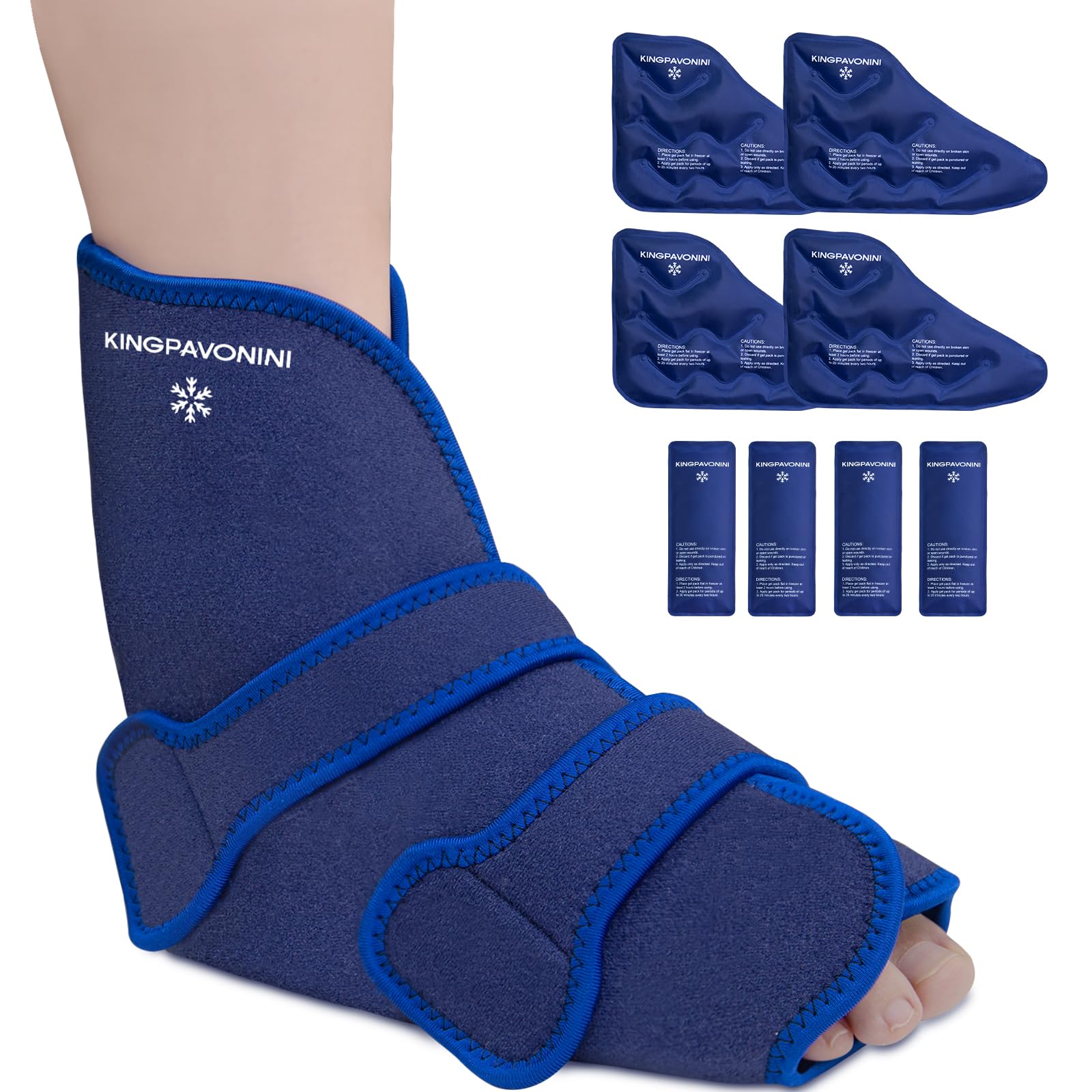 KingPavonini Ankle Foot Ice Pack Wrap for Sprained Ankle/Surgery Recovery, Reusable Gel Ice Packs for Feet Injuries, Plantar Fasciitis, Achilles
