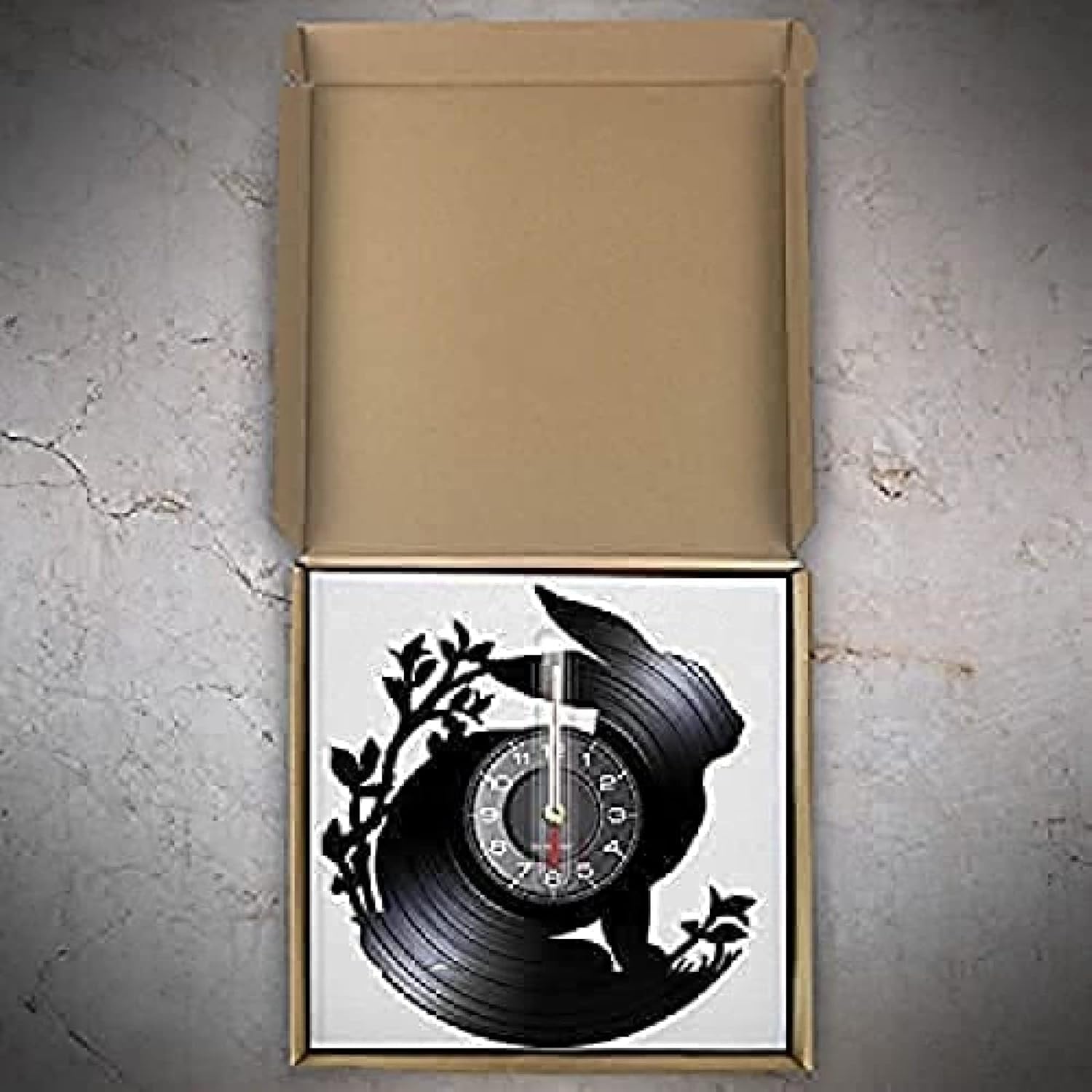Wall Clock Rabbit Wall Clock Vinyl Record Animal Wall Clock Rabbit Modern Design Silent Black Quartz Clock Hanging Clock for Kids Room Nursery