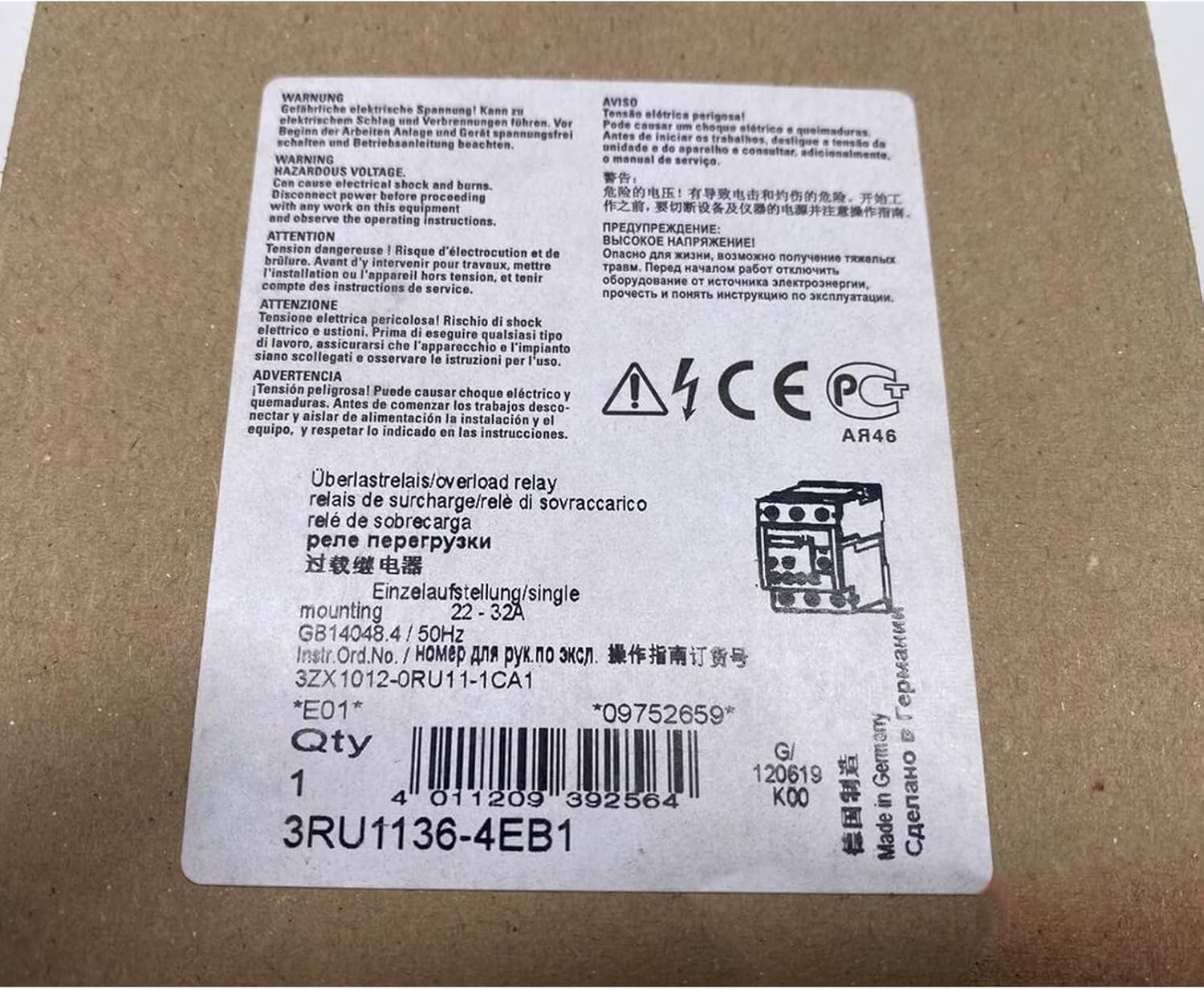 Pièce 3RU1136-4EB1 thermique 3RU11364EB1 neuf scellé boîte garantie 1 an