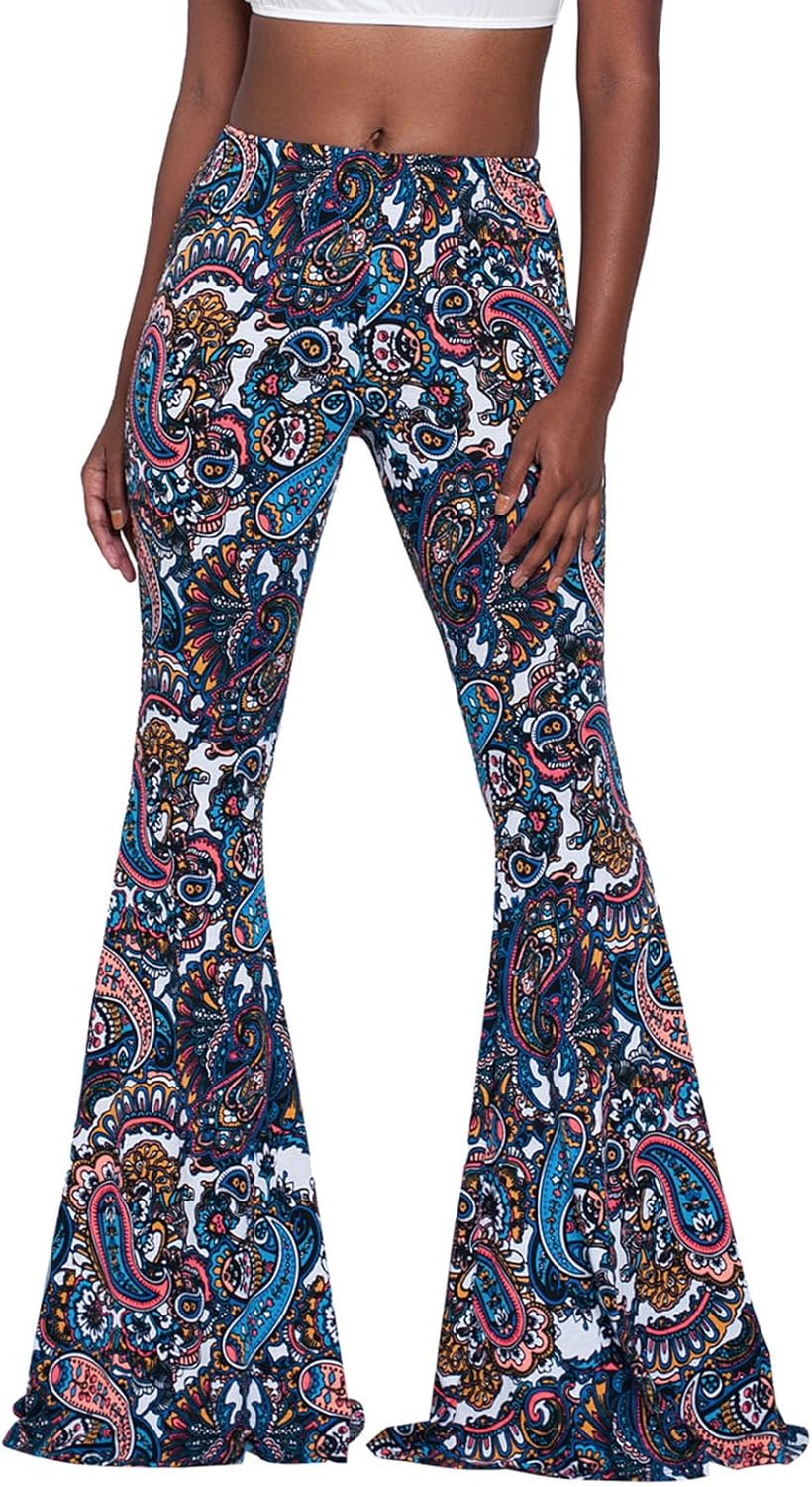 YUZIBAO Women's Flare Yoga Leggings High Waisted Boho Palazzo Wide Leg Pants Bell Bottoms