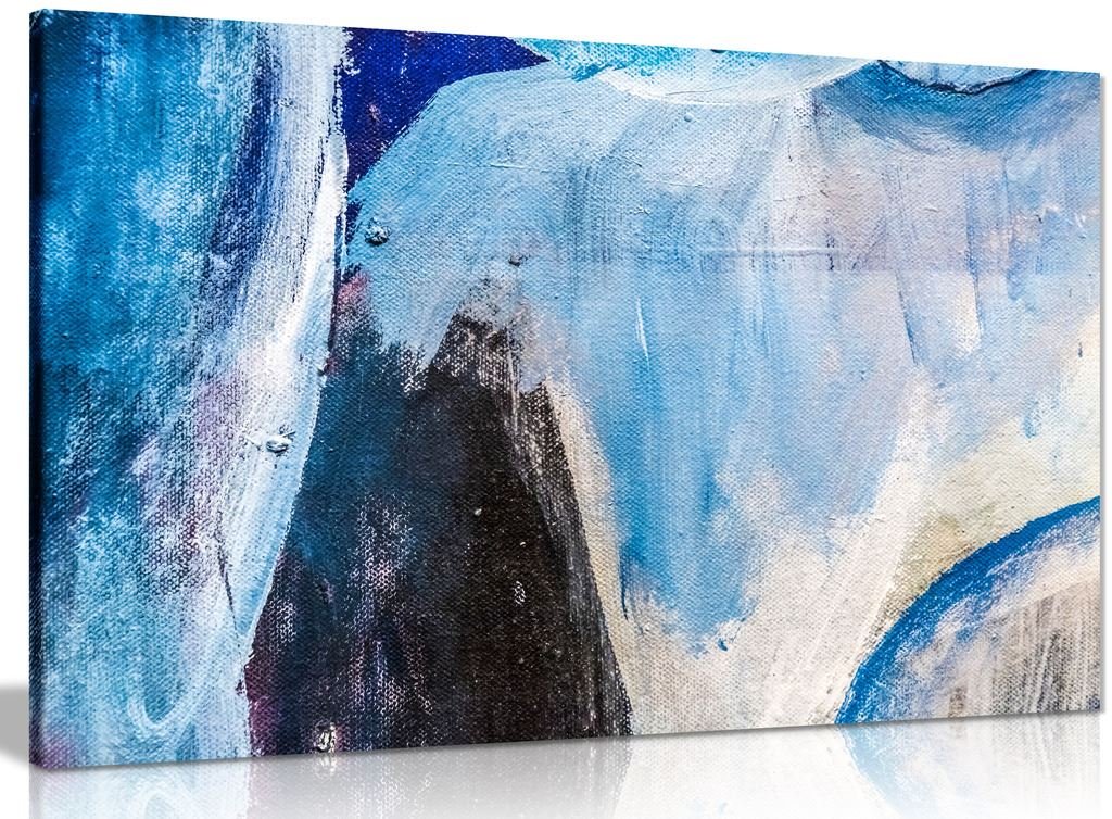 Panther Print Blue Wall Art Abstract Canvas Wall Art Picture Print (36X24in)