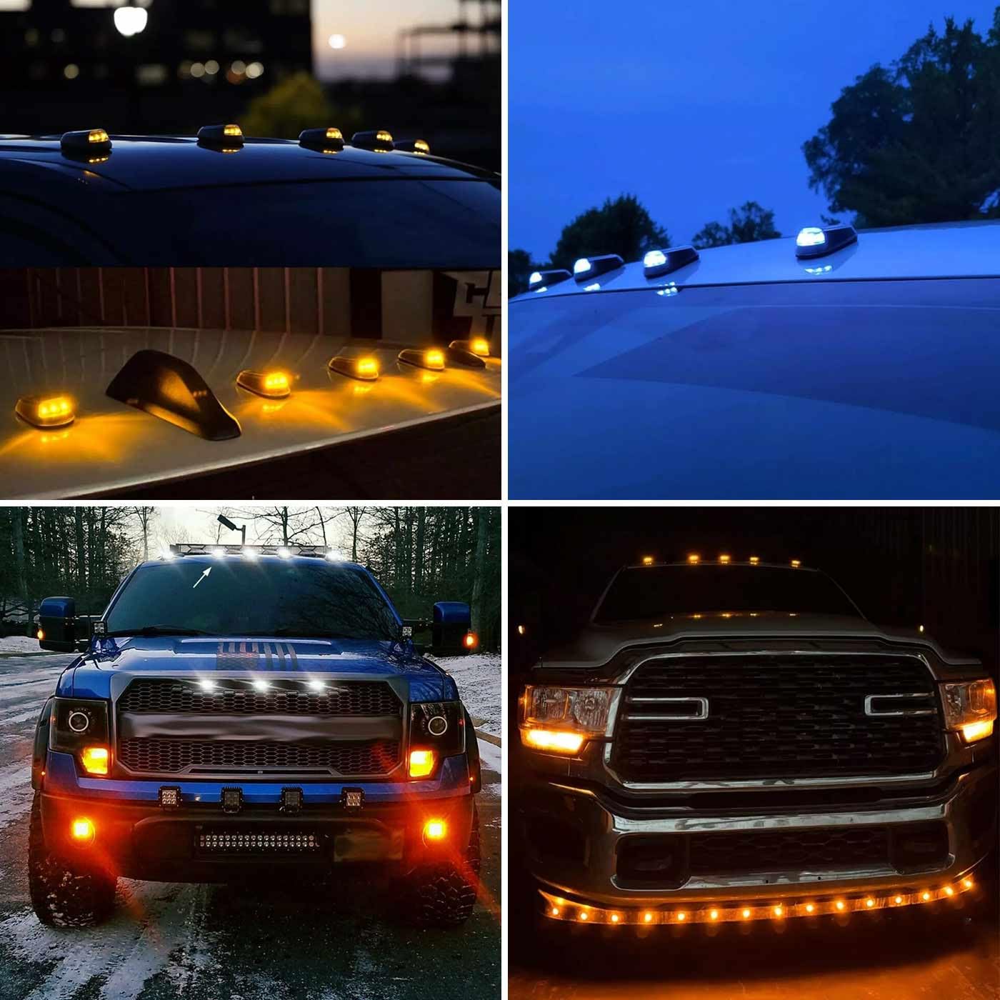 Powered Cab Lights for Truck - 5 PCS Powered Cab Lights,Wireless Cab Lights for Truck,No Drill Cab Lights,Roof Lights for Trucks,Wireless Cab Led Lights for Truck (Yellow light)