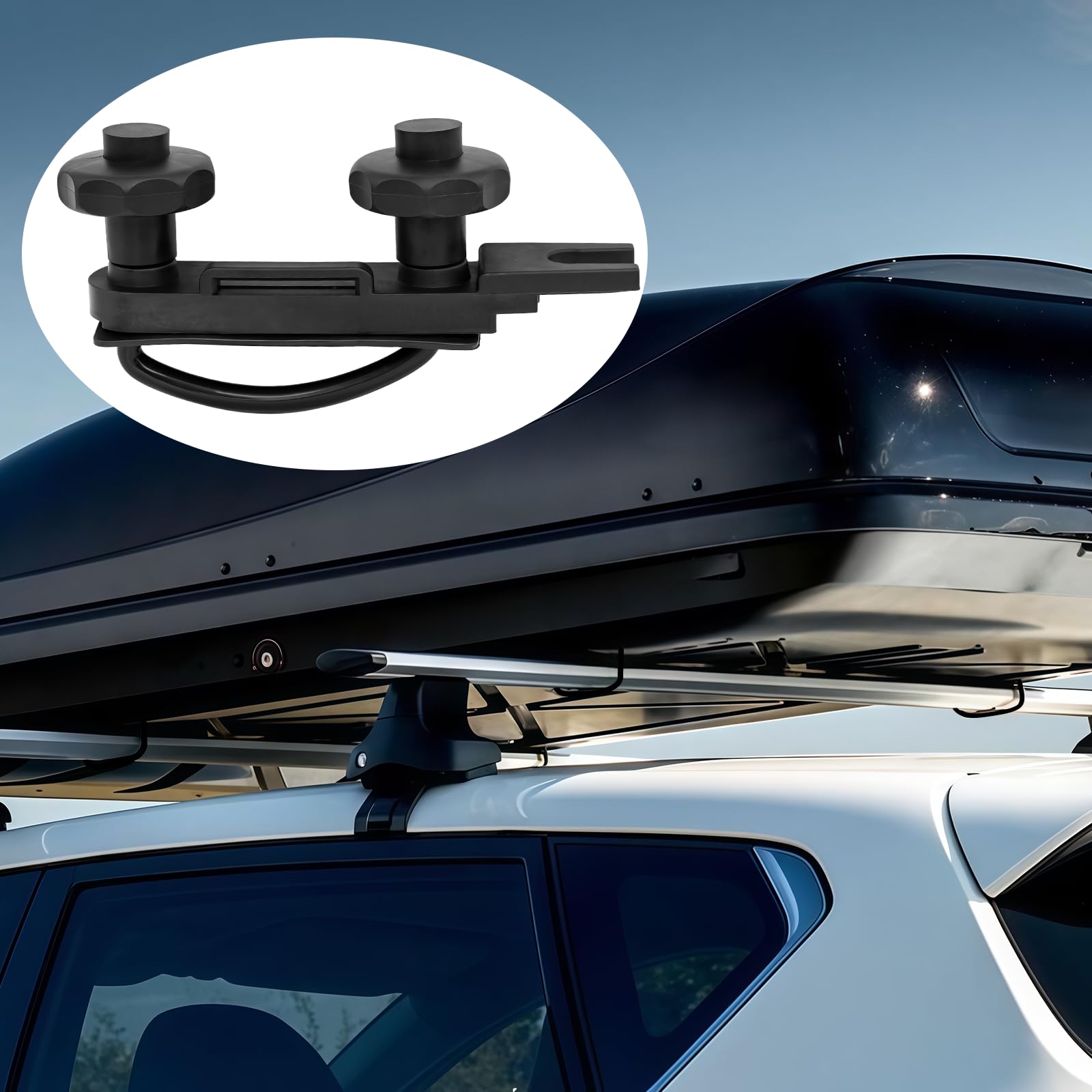 Kit de Fixation en U pour Coffre de Toit, 4 Jeux Boulons Universel, Largeur Interne 85 mm, avec 8 Ecrous de Blocage et 2 Bandages, Accessoire de Montage pour Véhicule SUV et Utilitaire