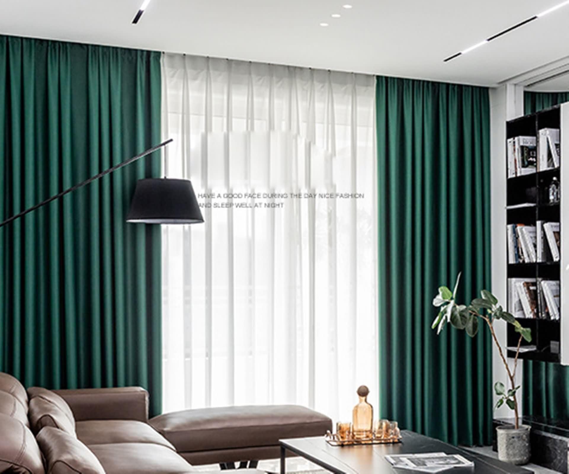 Beydodo Vorhänge Dunkelgrün 2er Set mit Haken, Gardinen für Schienensystem 137x244CM Modern Einfach Gardinen Satin Halbtransparent Wohnzimmer Schlafzimmer