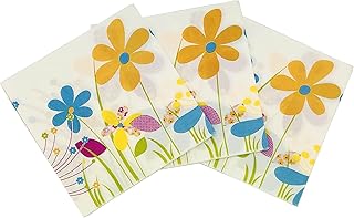 100 Pcs Disposable Napkins, Cocktail Napkins, Party Paper Napkins for Birthday Party, Baby Shower, Wedding, Picnic Lunch Party (Flower)